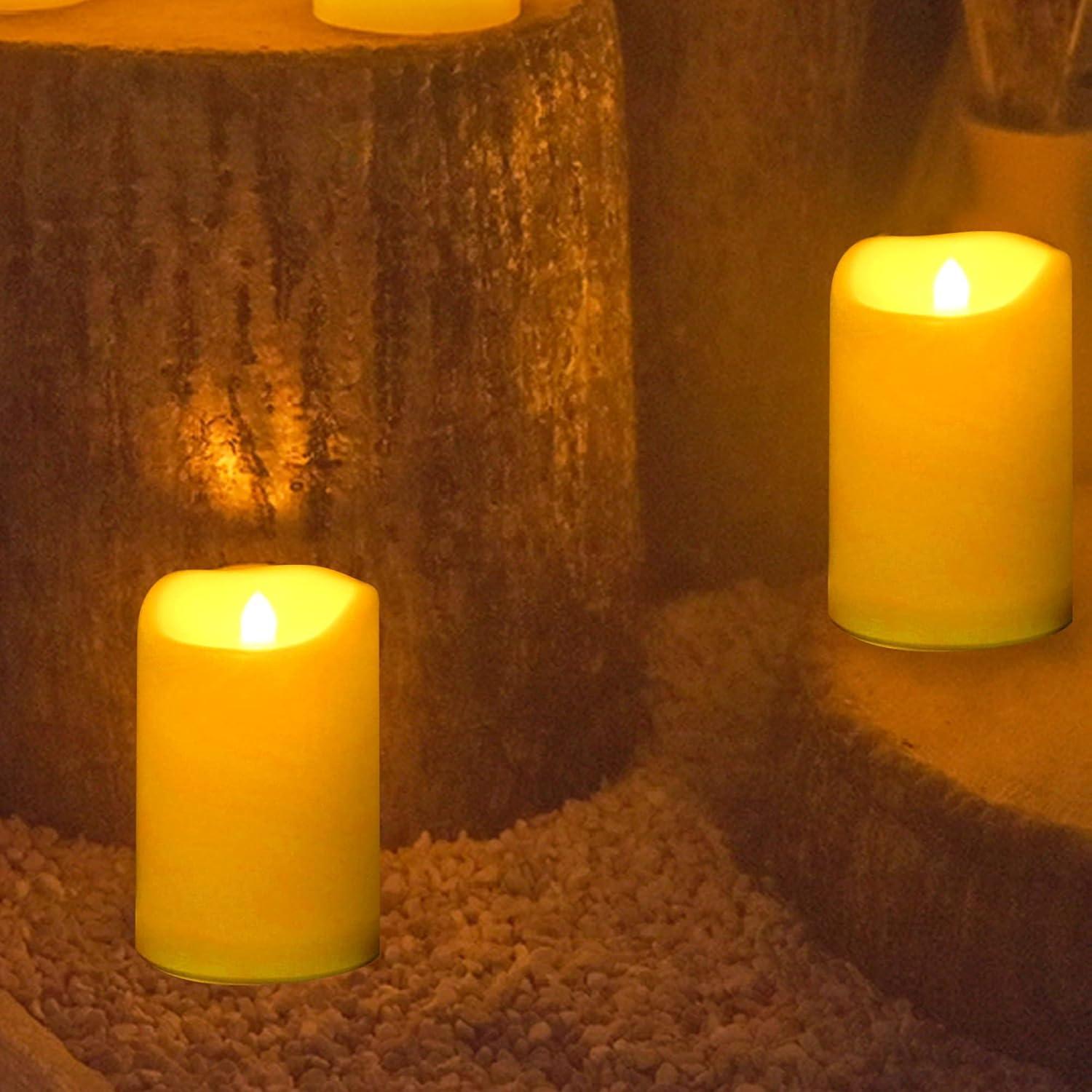 Vela LED de Pilar Impermeable Jingtech 10.16x15.24 cm Paquete de 2