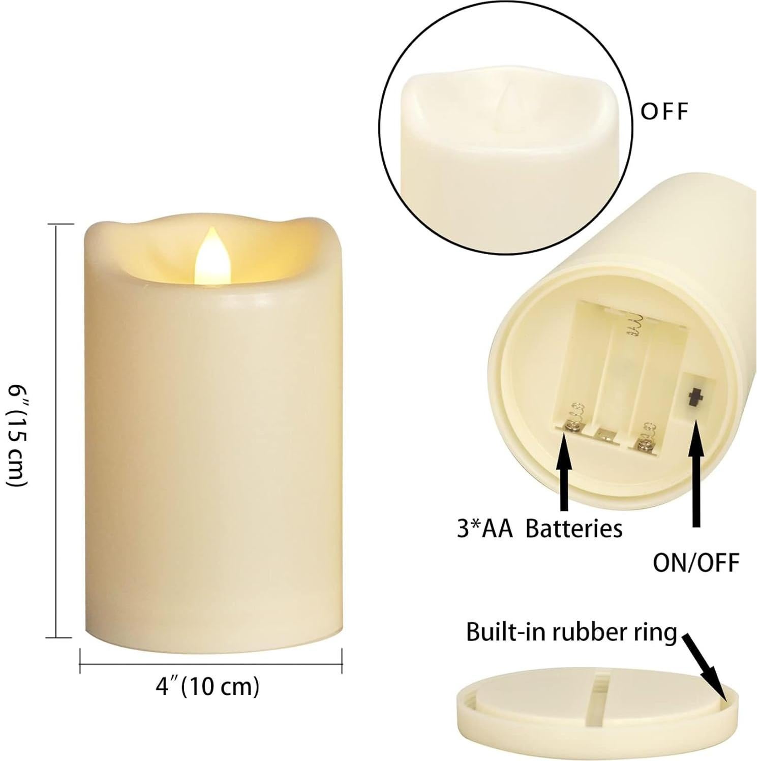 Vela LED de Pilar Impermeable Jingtech 10.16x15.24 cm Paquete de 2