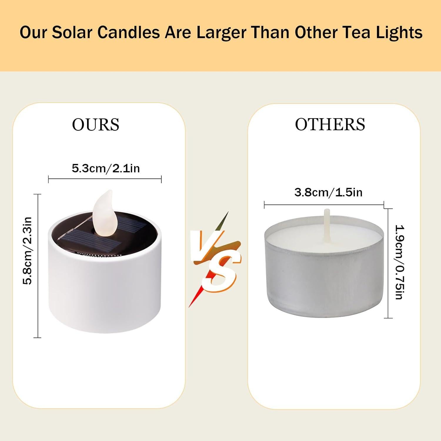 8 Velas Solares LED VOOKRY Impermeables Sin Llama 5.8cm