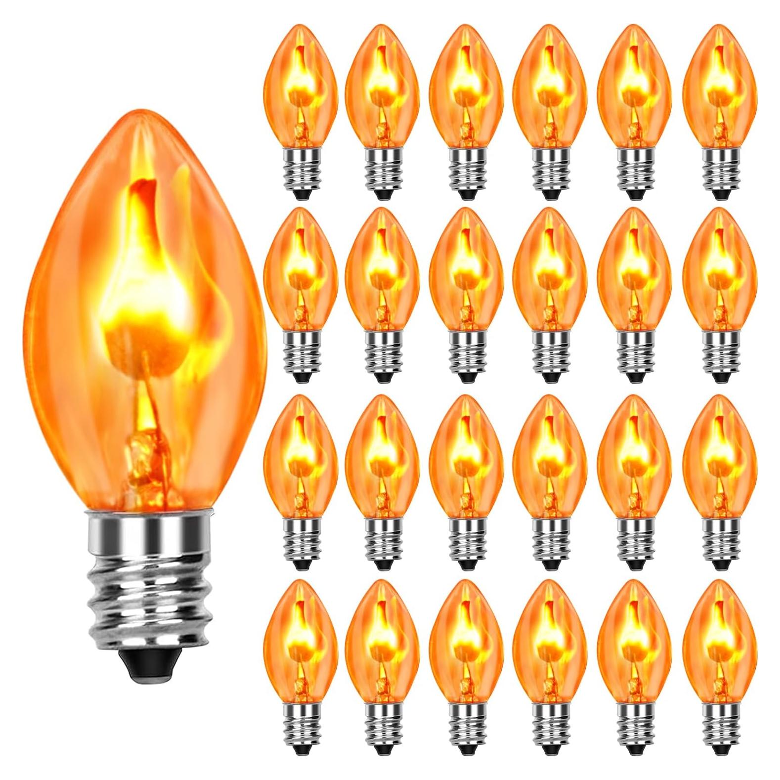 Bombillas de luz parpadeante C7 Halloween Couah 25 Pack Naranja