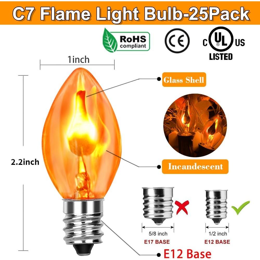 Bombillas de luz parpadeante C7 Halloween Couah 25 Pack Naranja