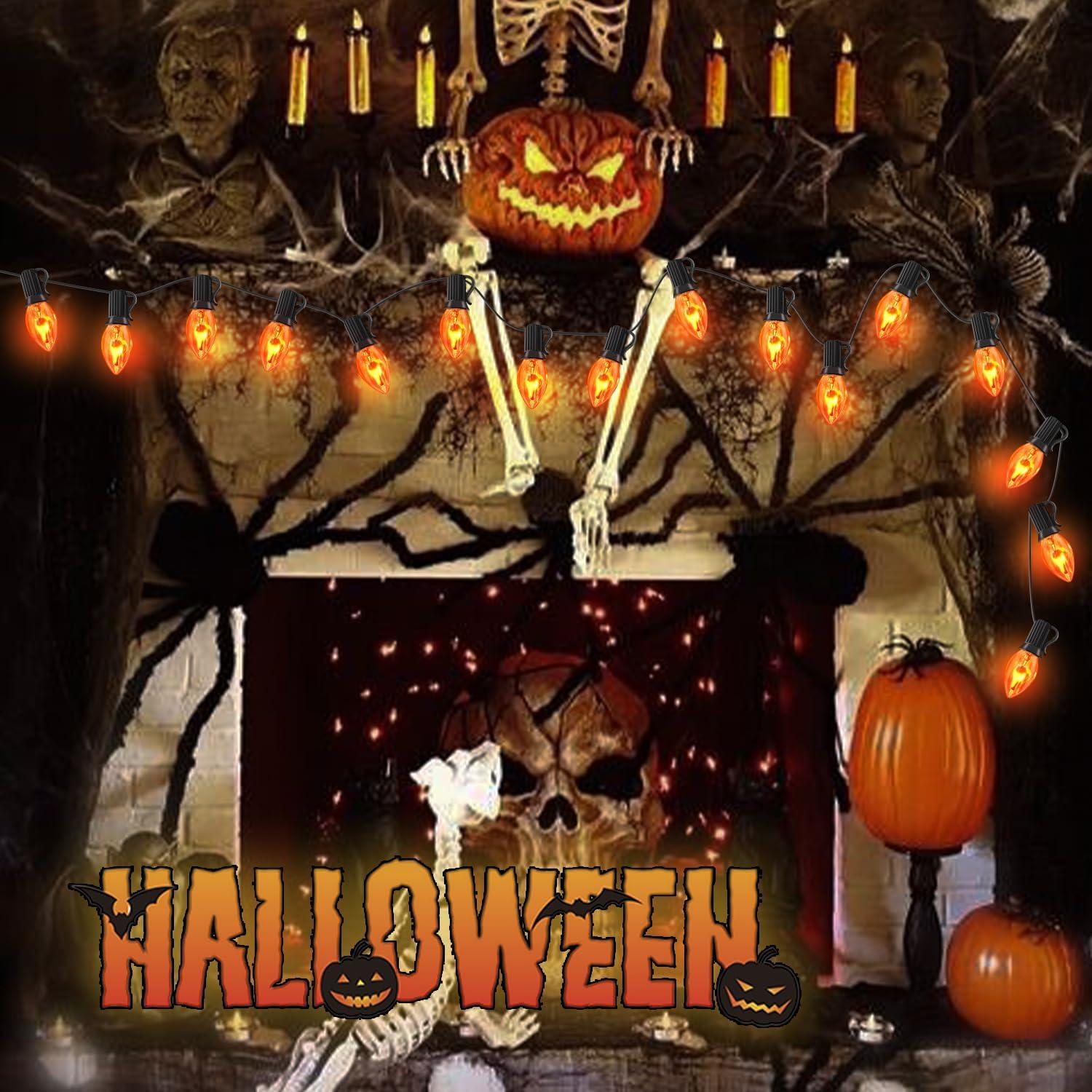 Bombillas de luz parpadeante C7 Halloween Couah 25 Pack Naranja