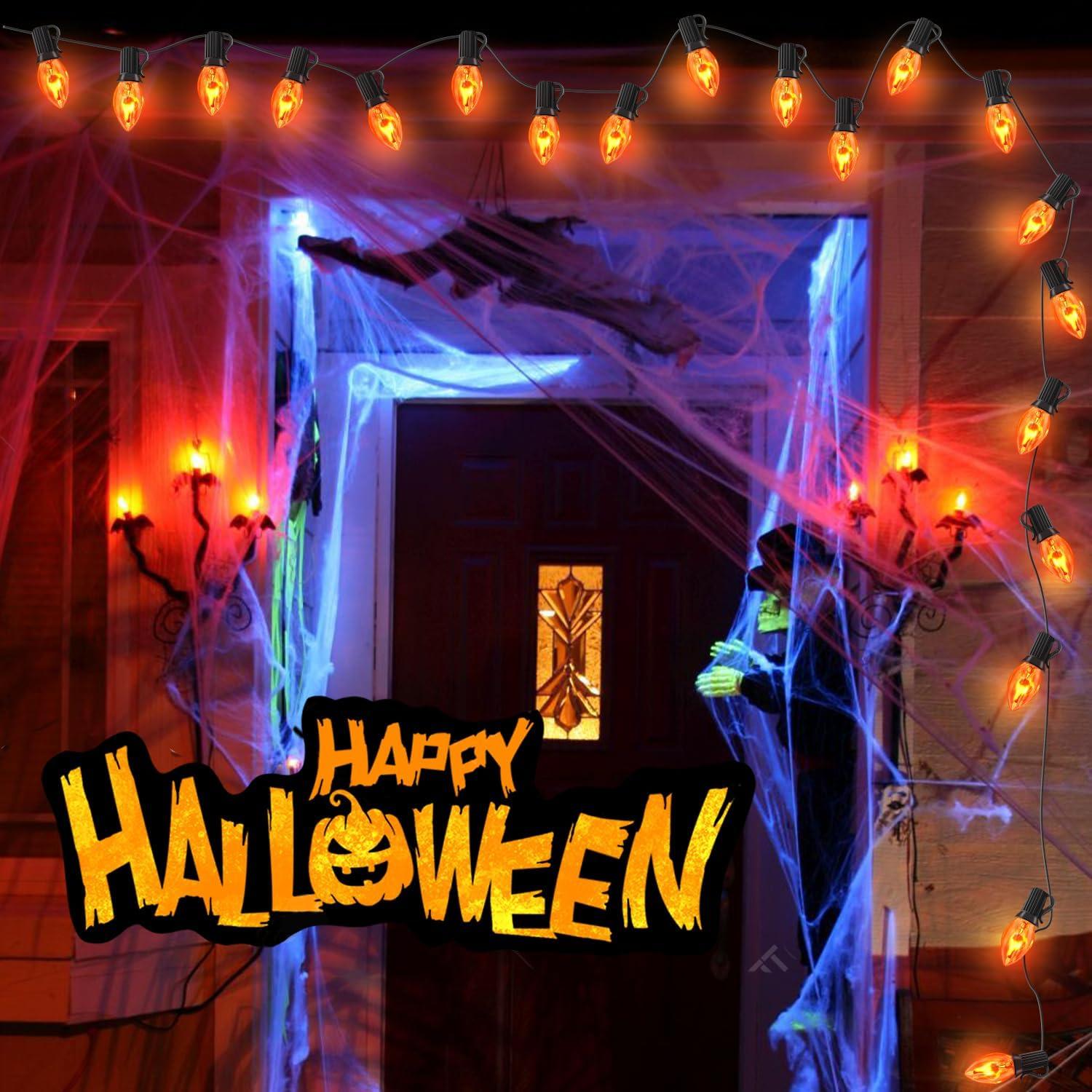 Bombillas de luz parpadeante C7 Halloween Couah 25 Pack Naranja