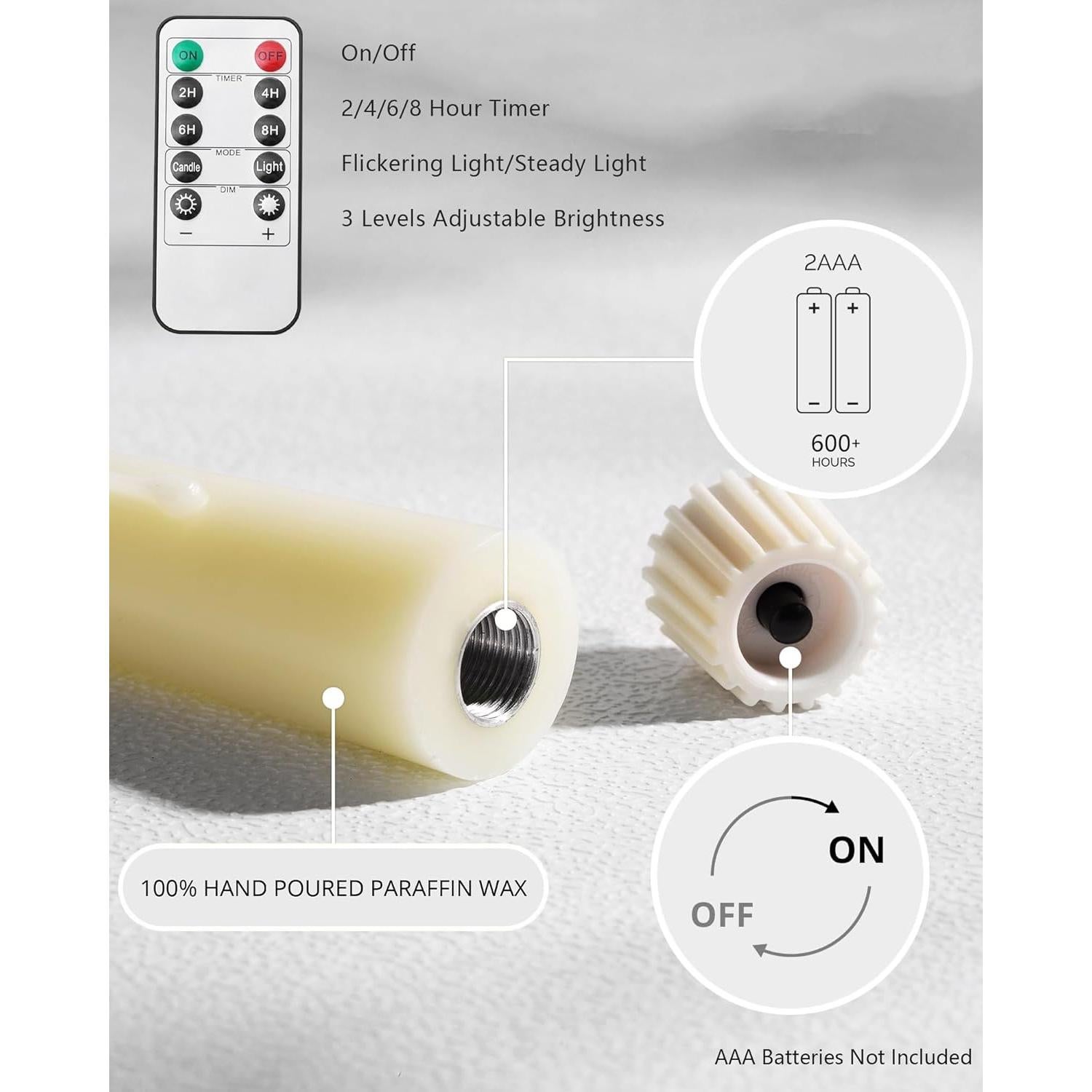 Velas LED sin Llama Stmarry Marfil 24.5 cm - Paquete de 3