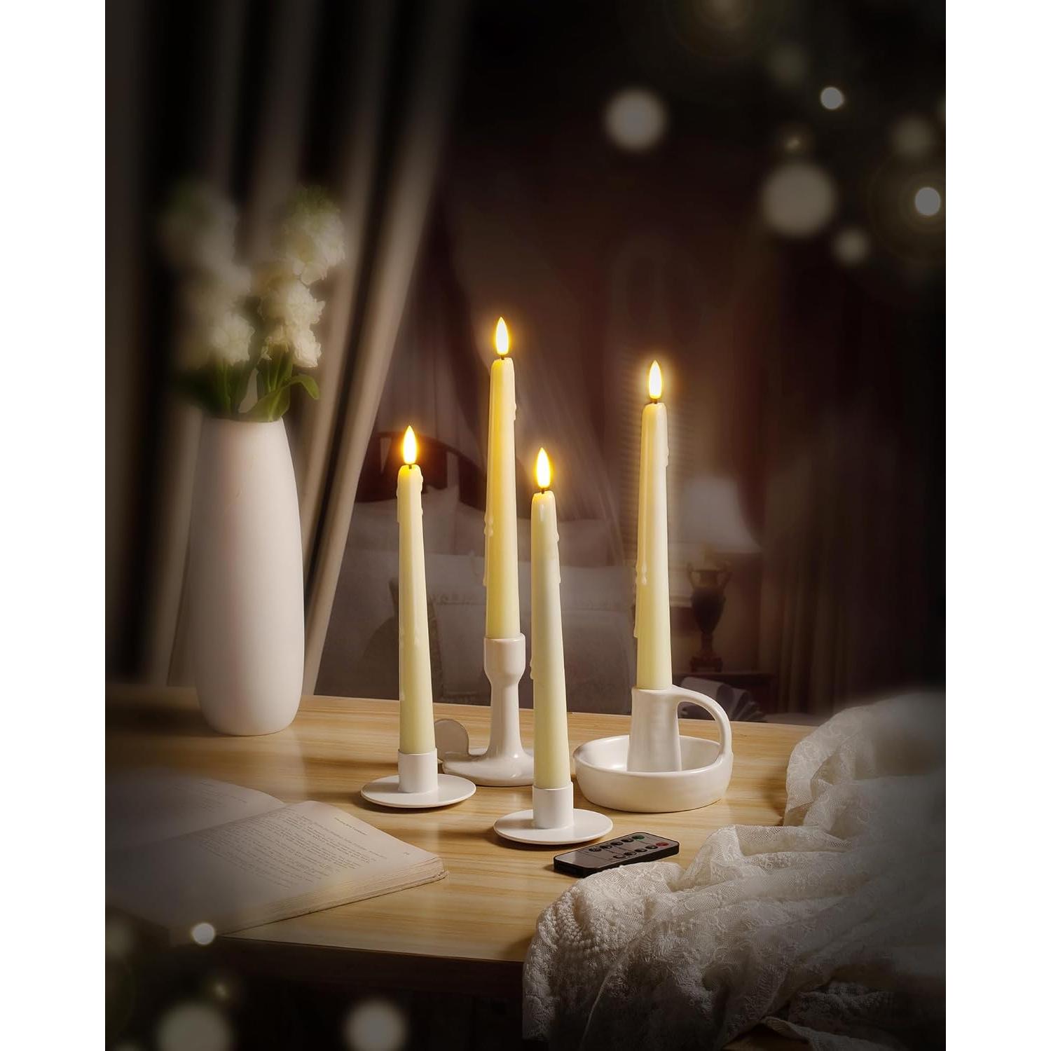 Velas LED sin Llama Stmarry Marfil 24.5 cm - Paquete de 3