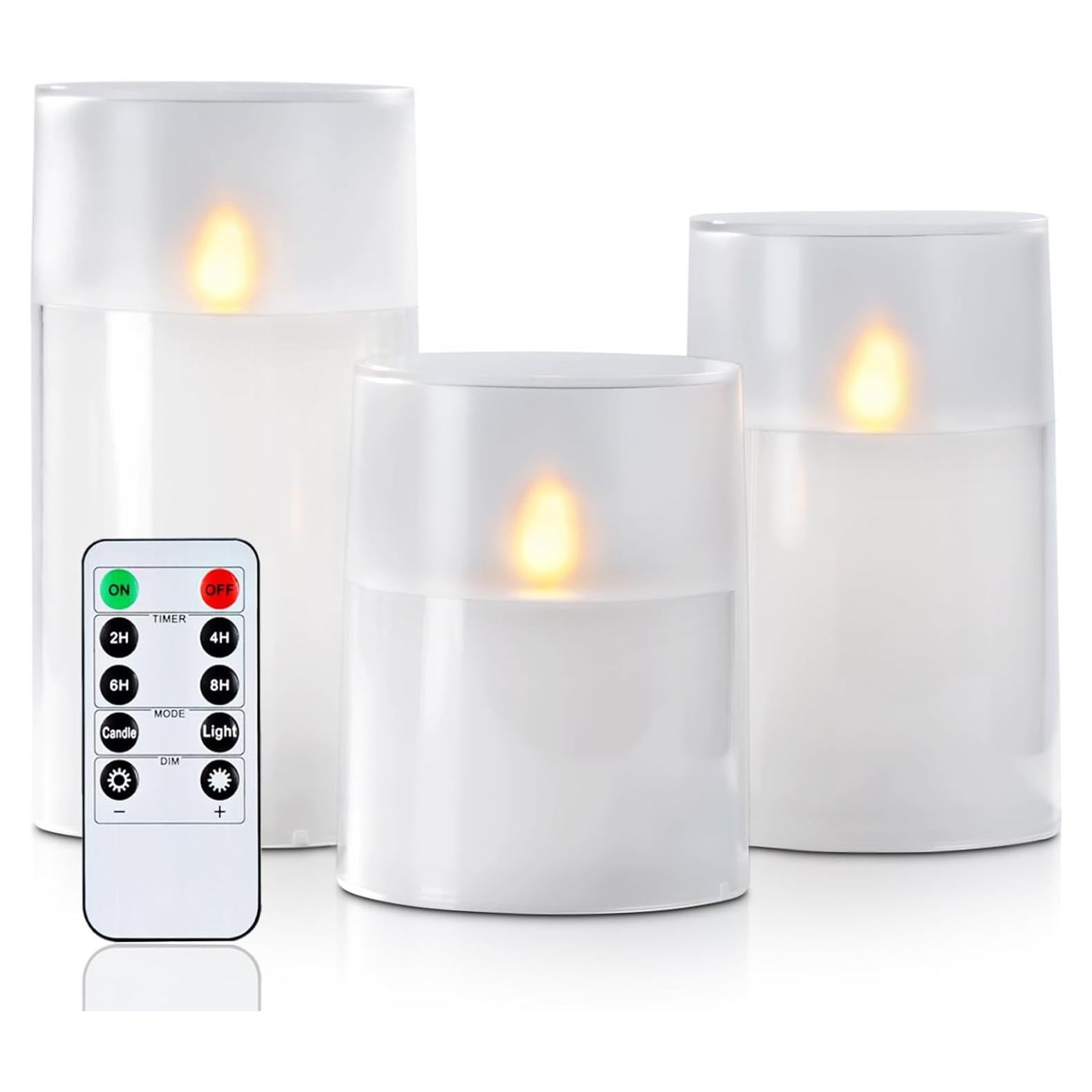 Juego de 3 Velas LED Homemory con Control Remoto y Temporizador