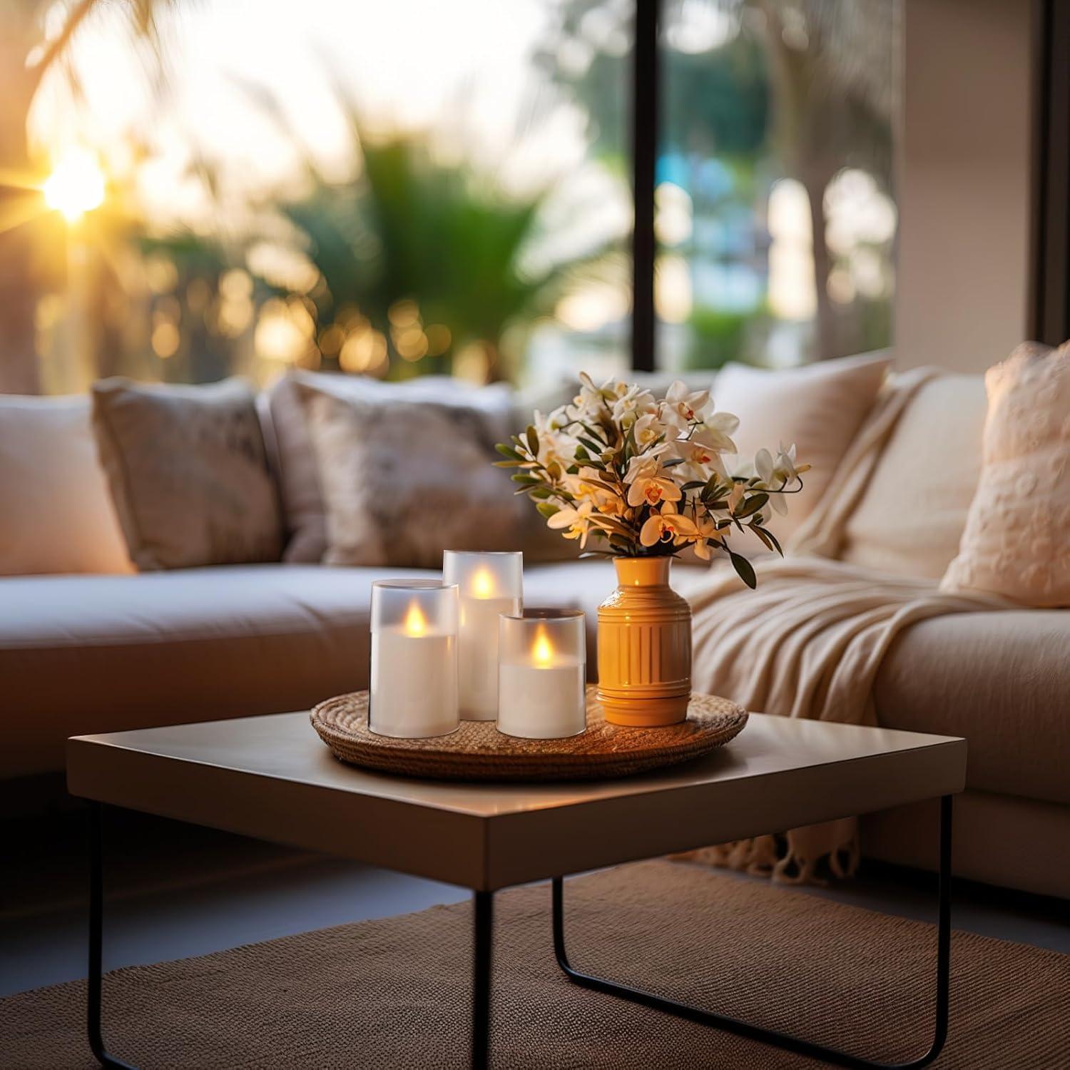 Juego de 3 Velas LED Homemory con Control Remoto y Temporizador