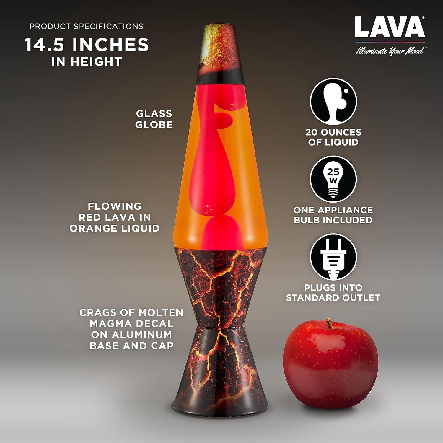 Lámpara Lava Lava - 36.83 cm - Cera Roja y Líquido Naranja