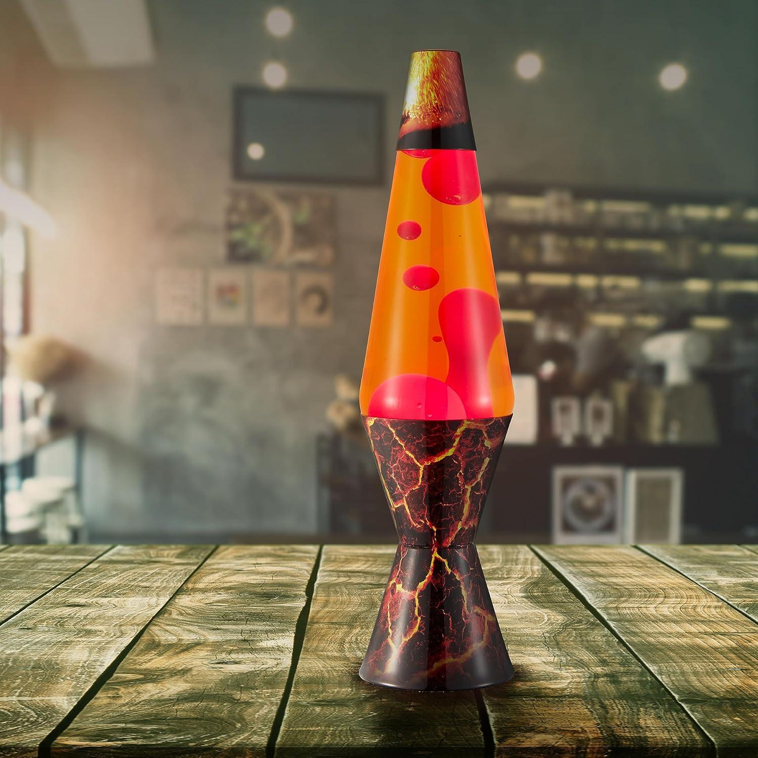Lámpara Lava Lava - 36.83 cm - Cera Roja y Líquido Naranja