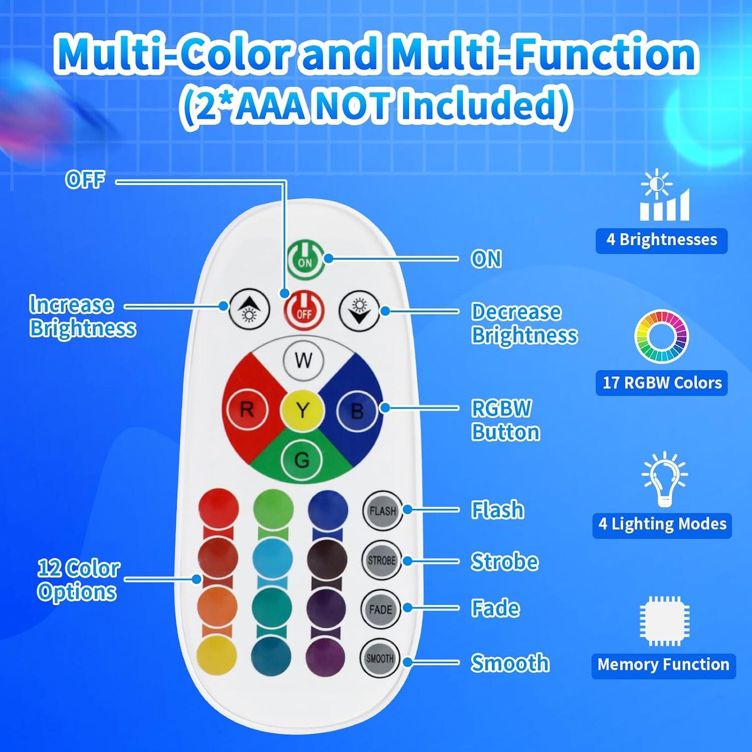 Lámpara de Movimiento Líquido LED RGB Besight 34.3cm Control Remoto