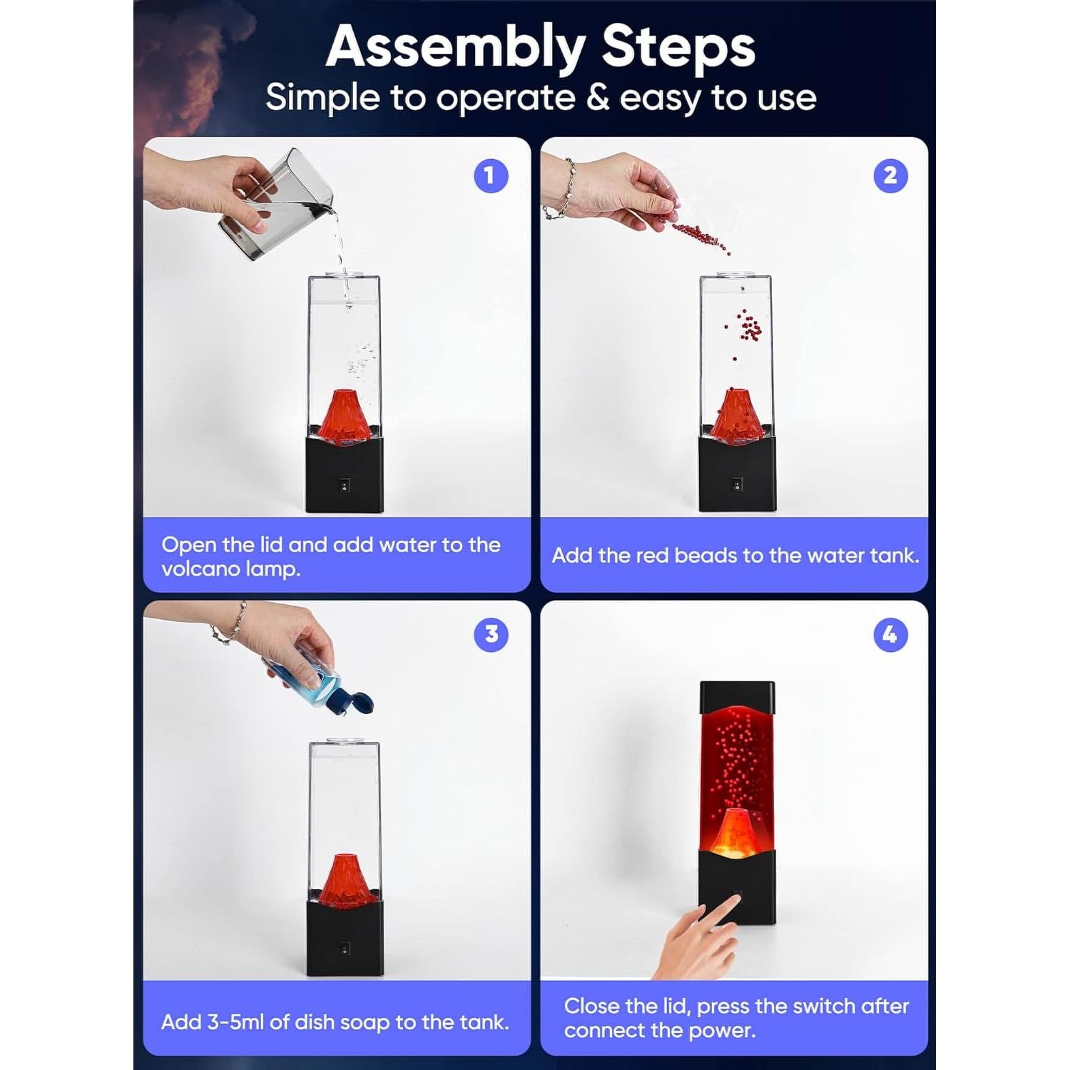 Lámpara de Volcán LED TNOIE - Luz Nocturna Relajante USB