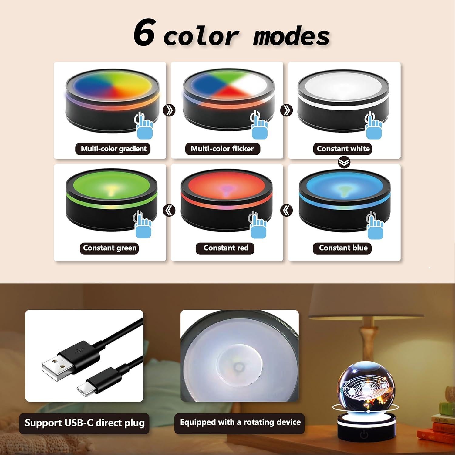 Luz Nocturna 3D CAVA Sistema Solar Multicolor 10.9cm