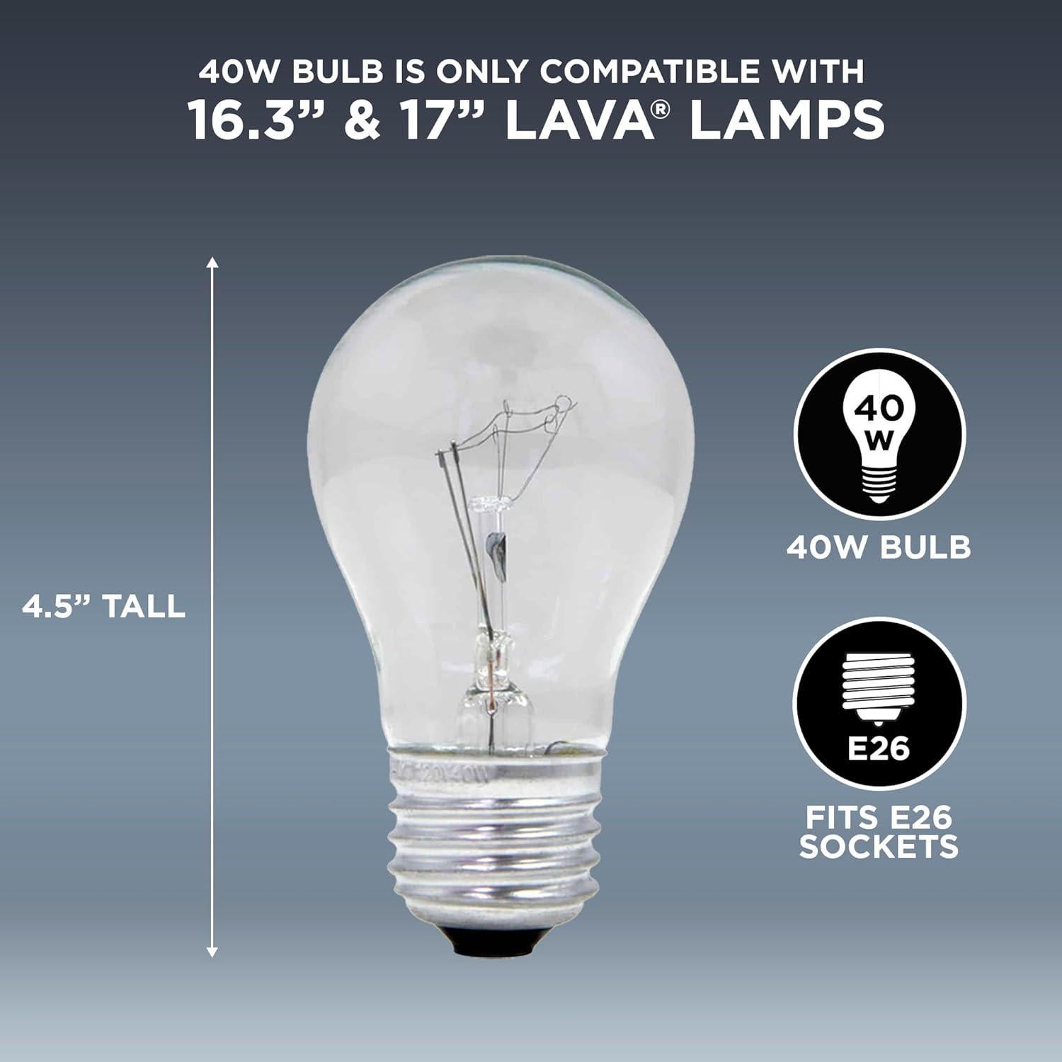 Bombilla de Reemplazo Lava 5032-6 40W Transparente 2 Unidades