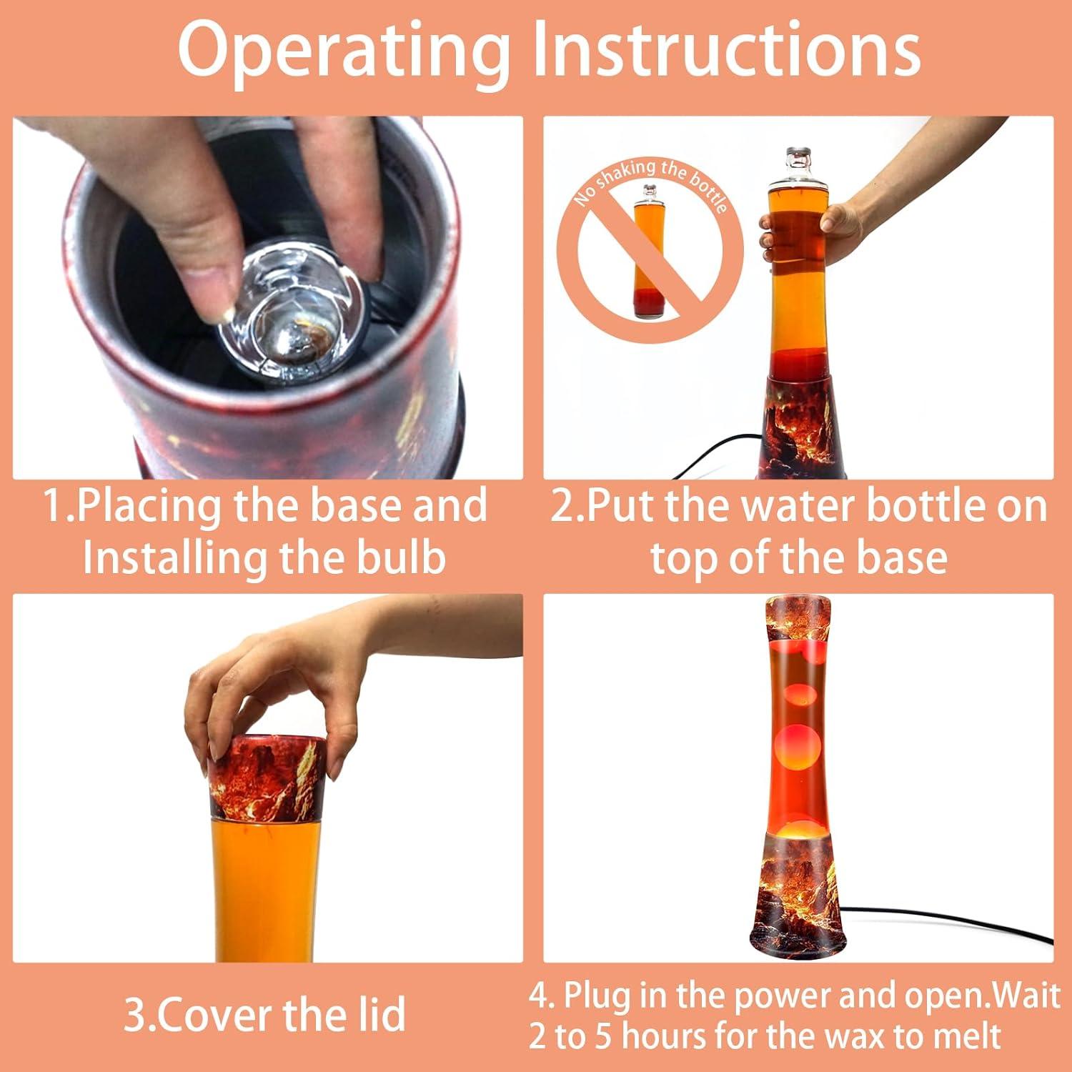 Lámpara de Lava BAOYIKU 40.64 cm Naranja y Cera Roja