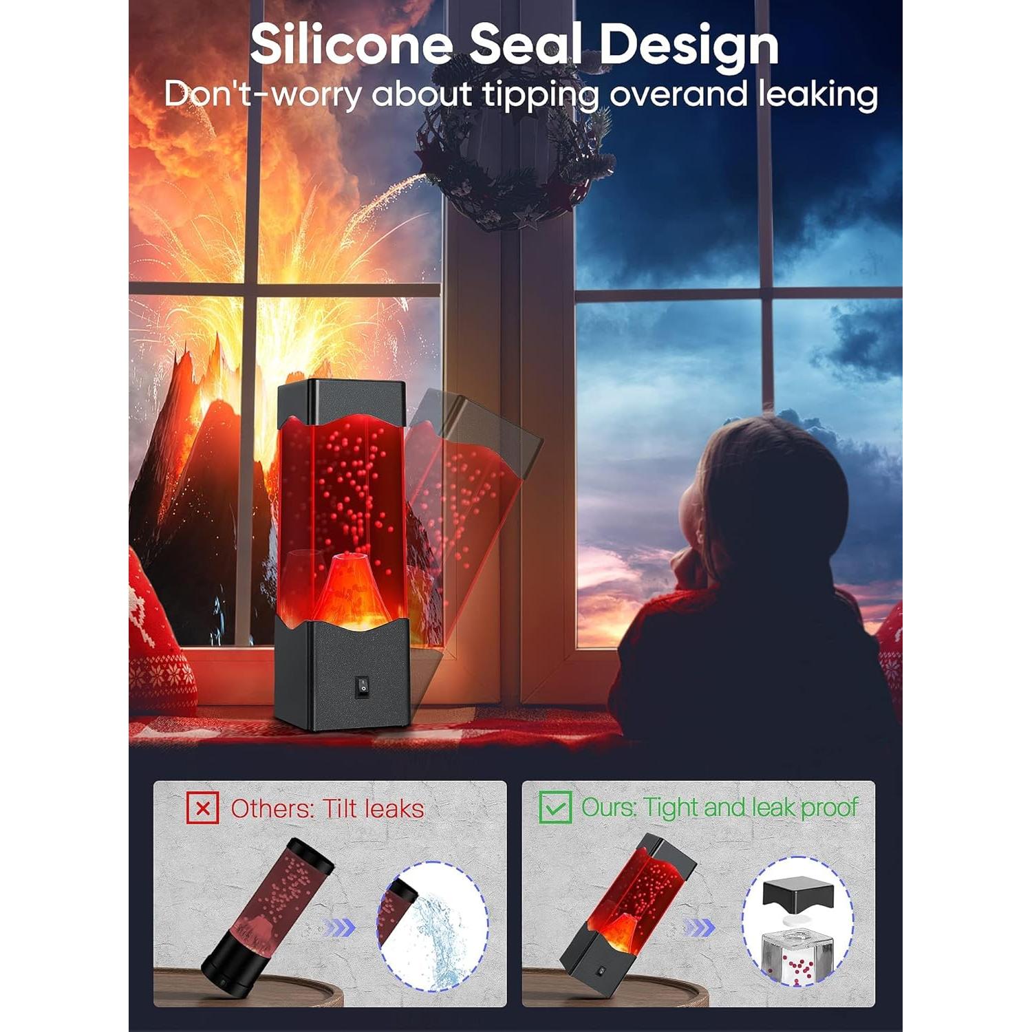 Lámpara Volcán LED SENCU, Luz Nocturna 20cm, Decorativa