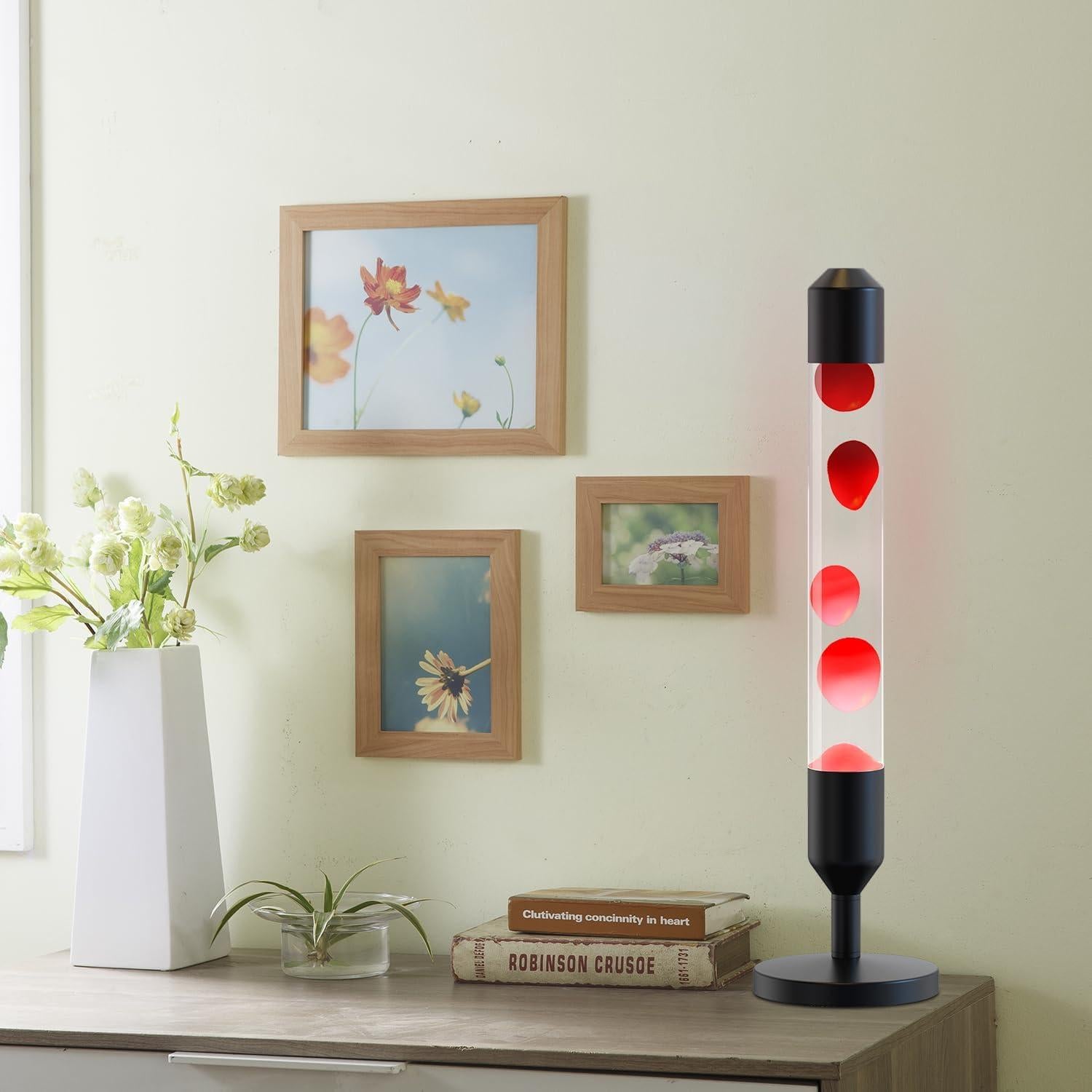 Lámpara de Movimiento Líquido Kyzfy 62 cm Cera Roja Agua Blanca