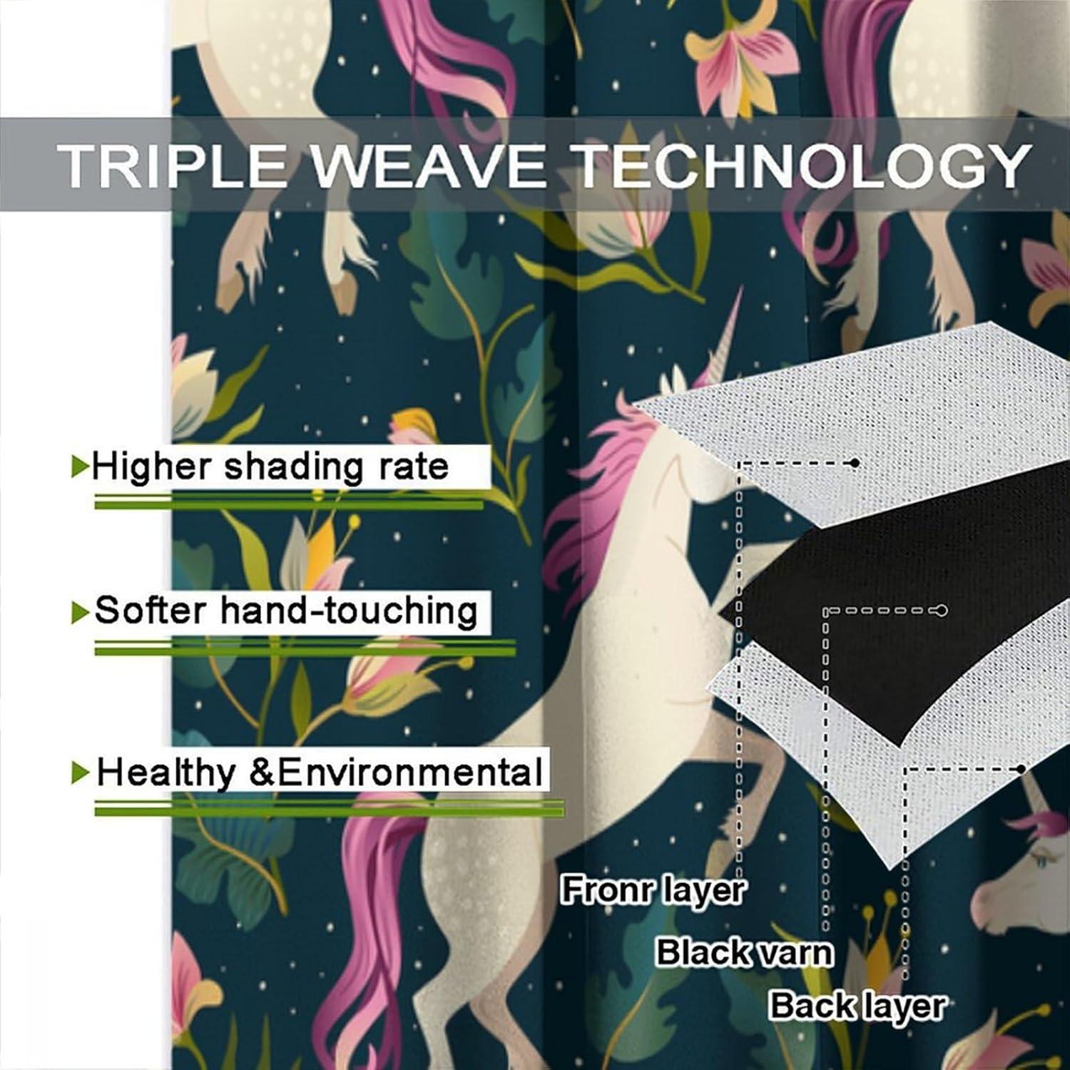 Cortinas Opacas Unicornio VUMIVI 2 Paneles 53.34x113 cm