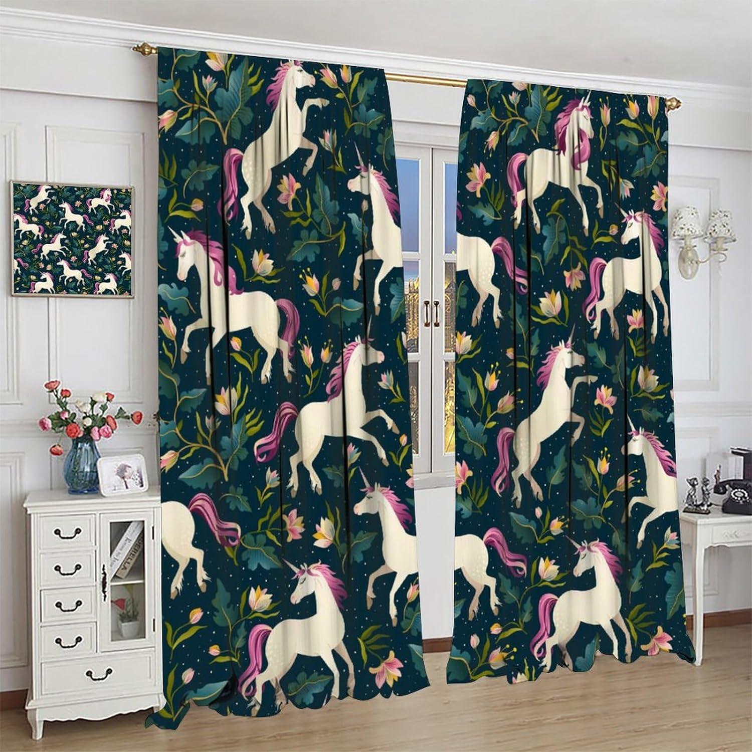 Cortinas Opacas Unicornio VUMIVI 2 Paneles 53.34x113 cm