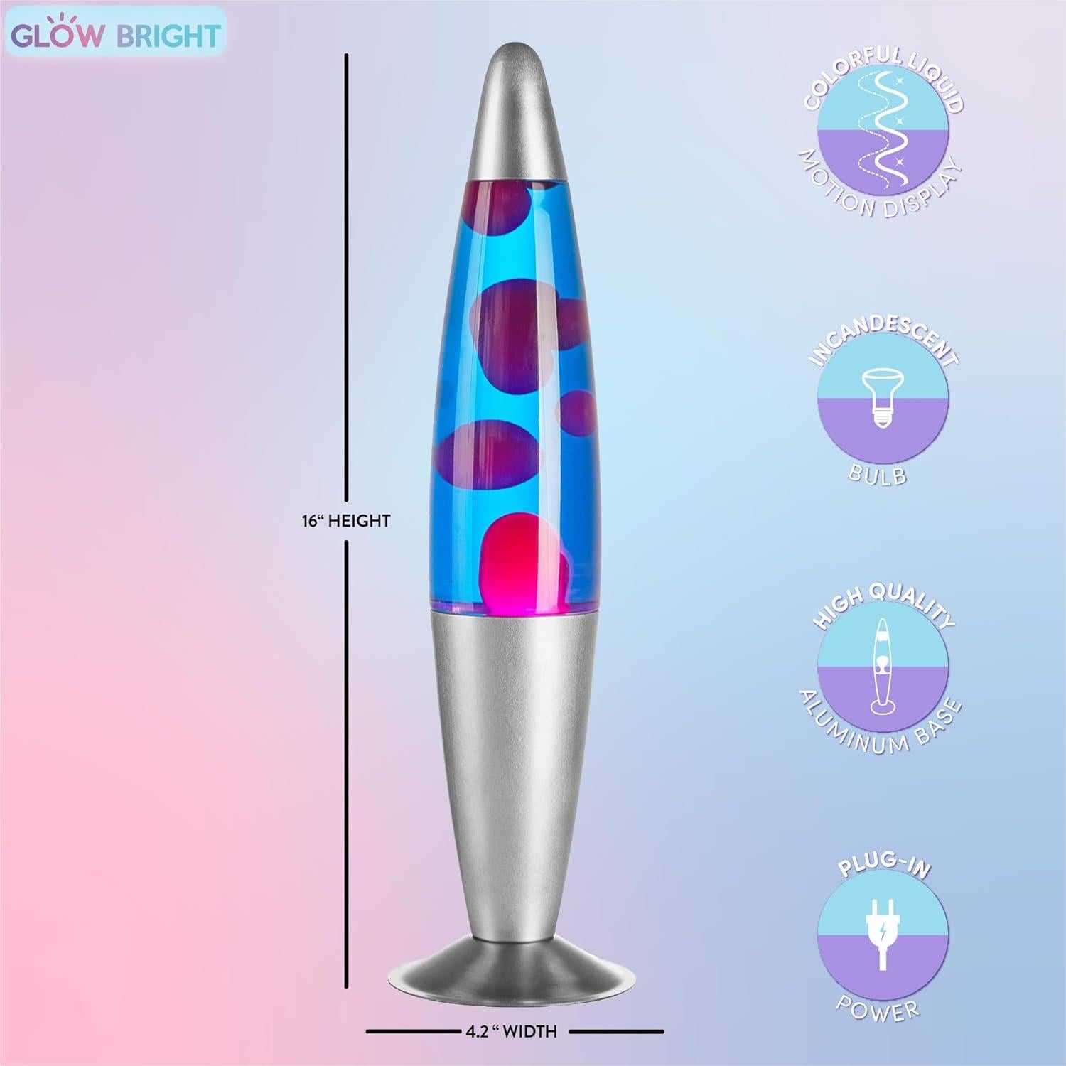 Lámpara de Lava Brillo Volcán Cohete 40.64 cm Azul Rosa