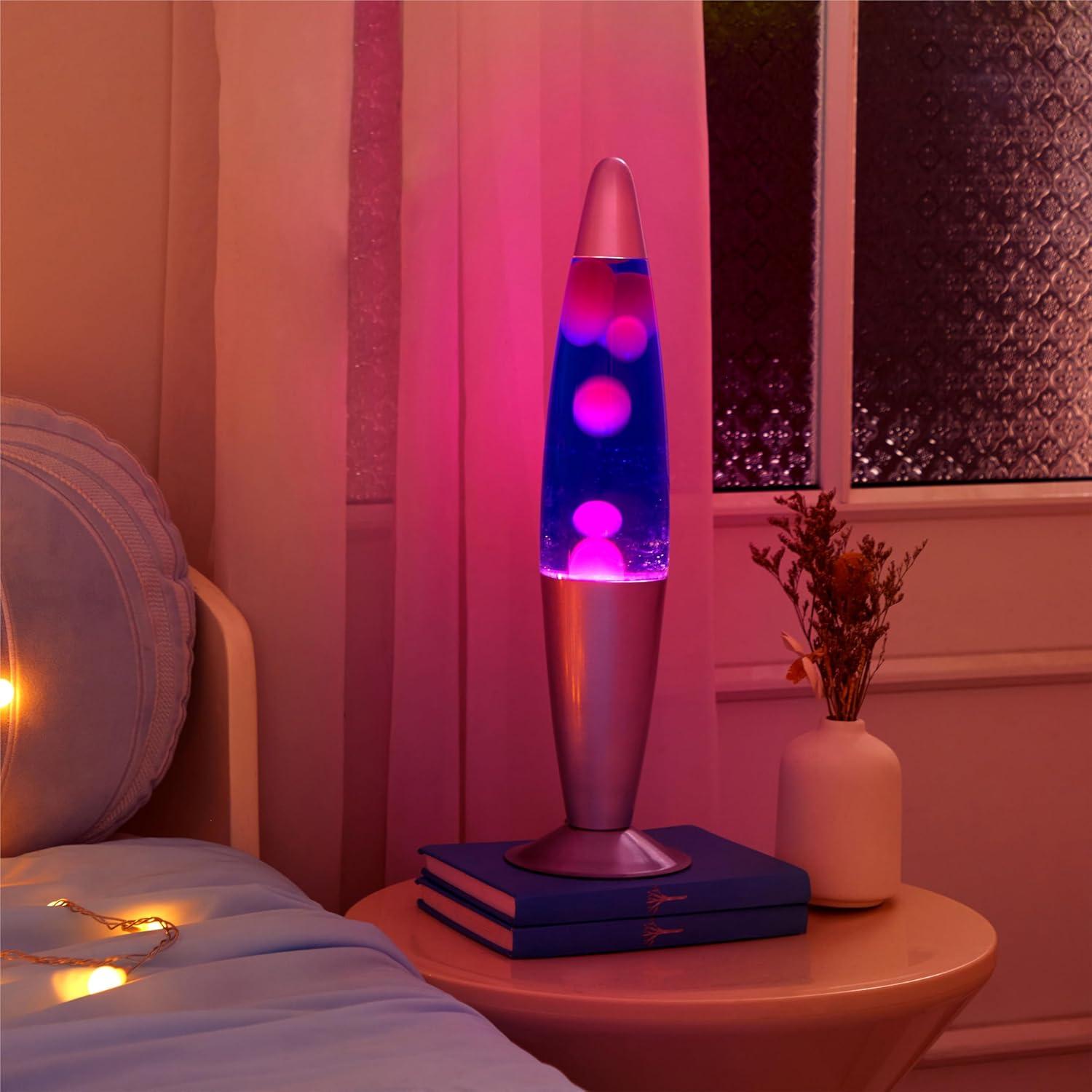 Lámpara de Lava Brillo Volcán Cohete 40.64 cm Azul Rosa