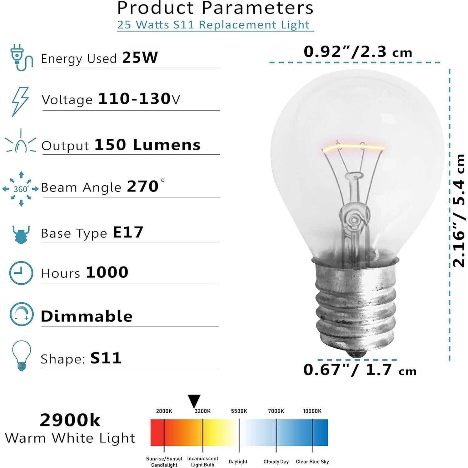 Bombilla Incandescente SouLight S11 E17 25W Paquete de 4