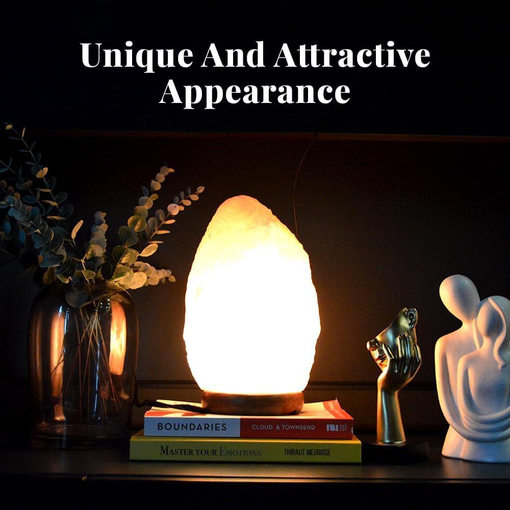 Lámpara de Sal del Himalaya POHS 10-12" Rosa con Base de Madera