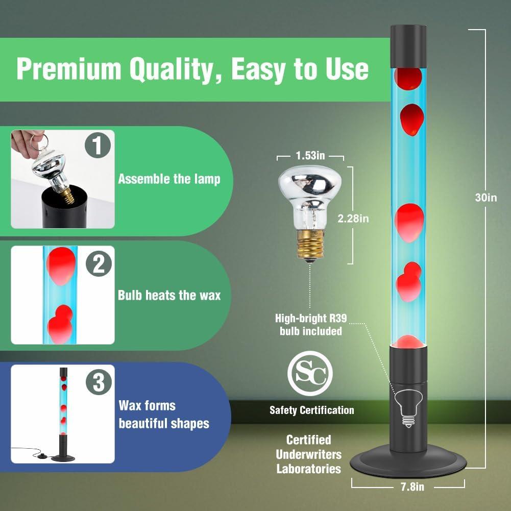 Lámpara de Movimiento Líquido LKUA 30 Pulgadas Azul y Roja
