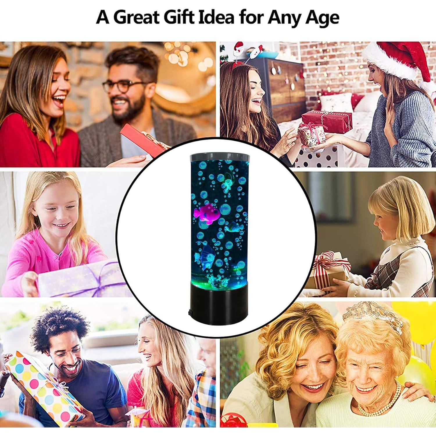 Lámpara de Lava LED Vaticas con Peces y Burbujas 28cm