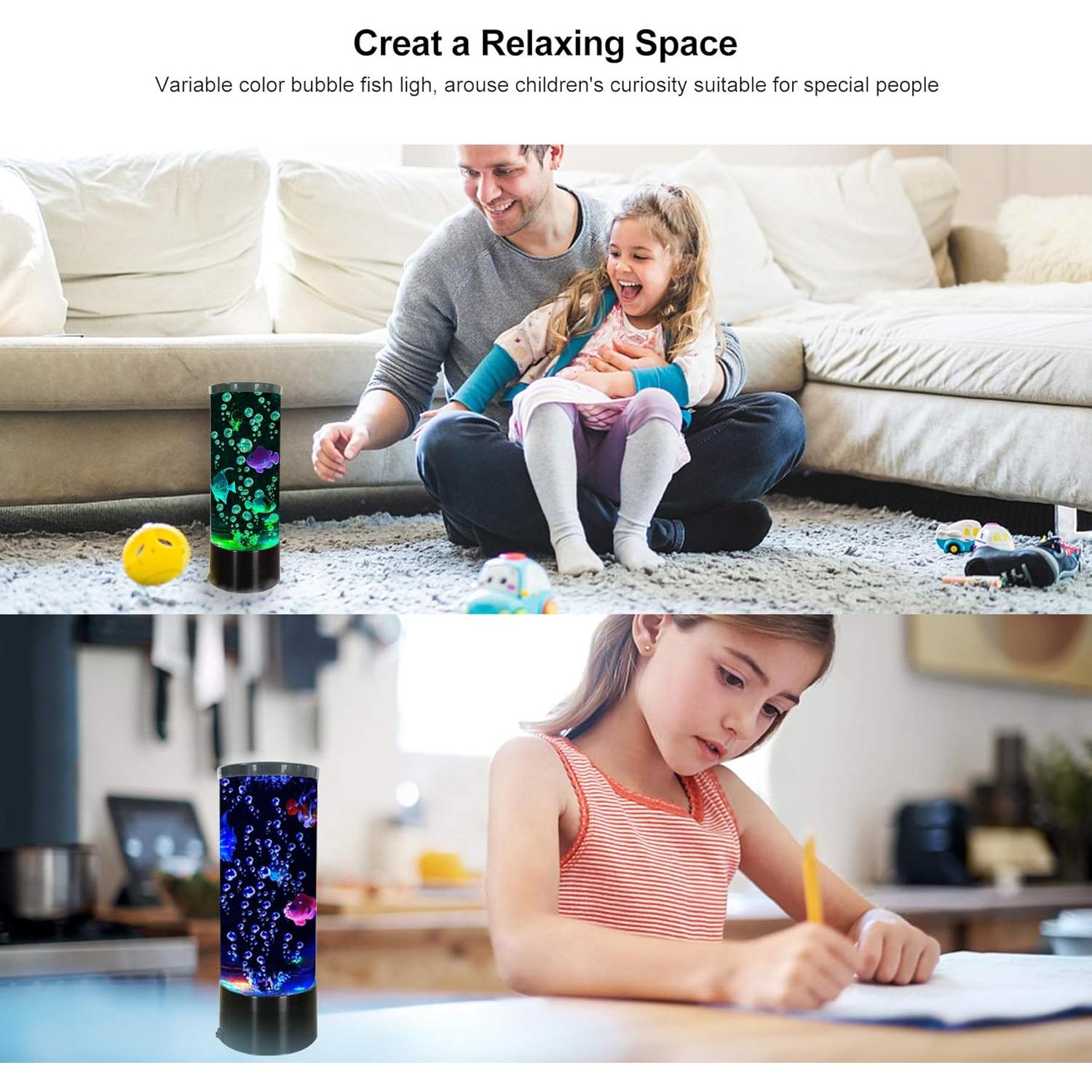 Lámpara de Lava LED Vaticas con Peces y Burbujas 28cm