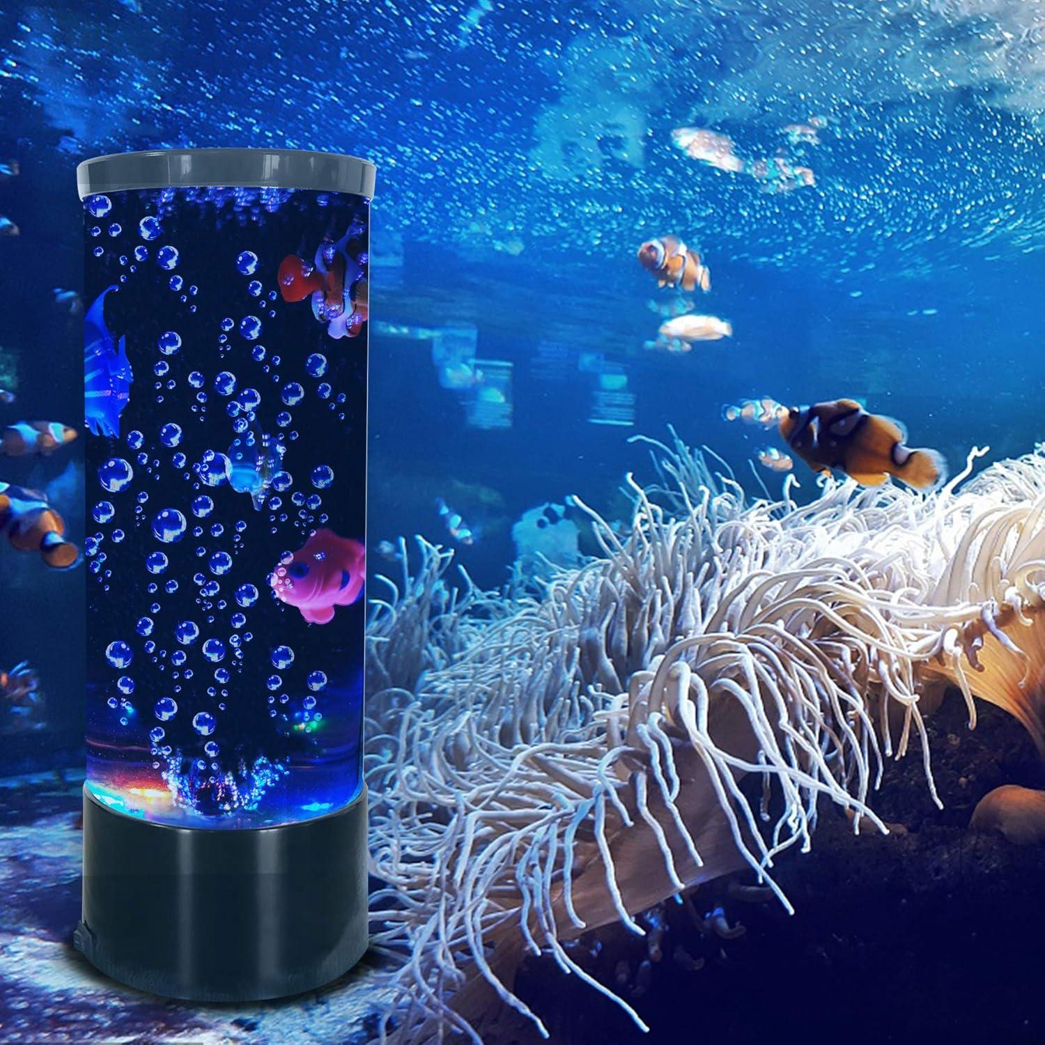 Lámpara de Lava LED Vaticas con Peces y Burbujas 28cm