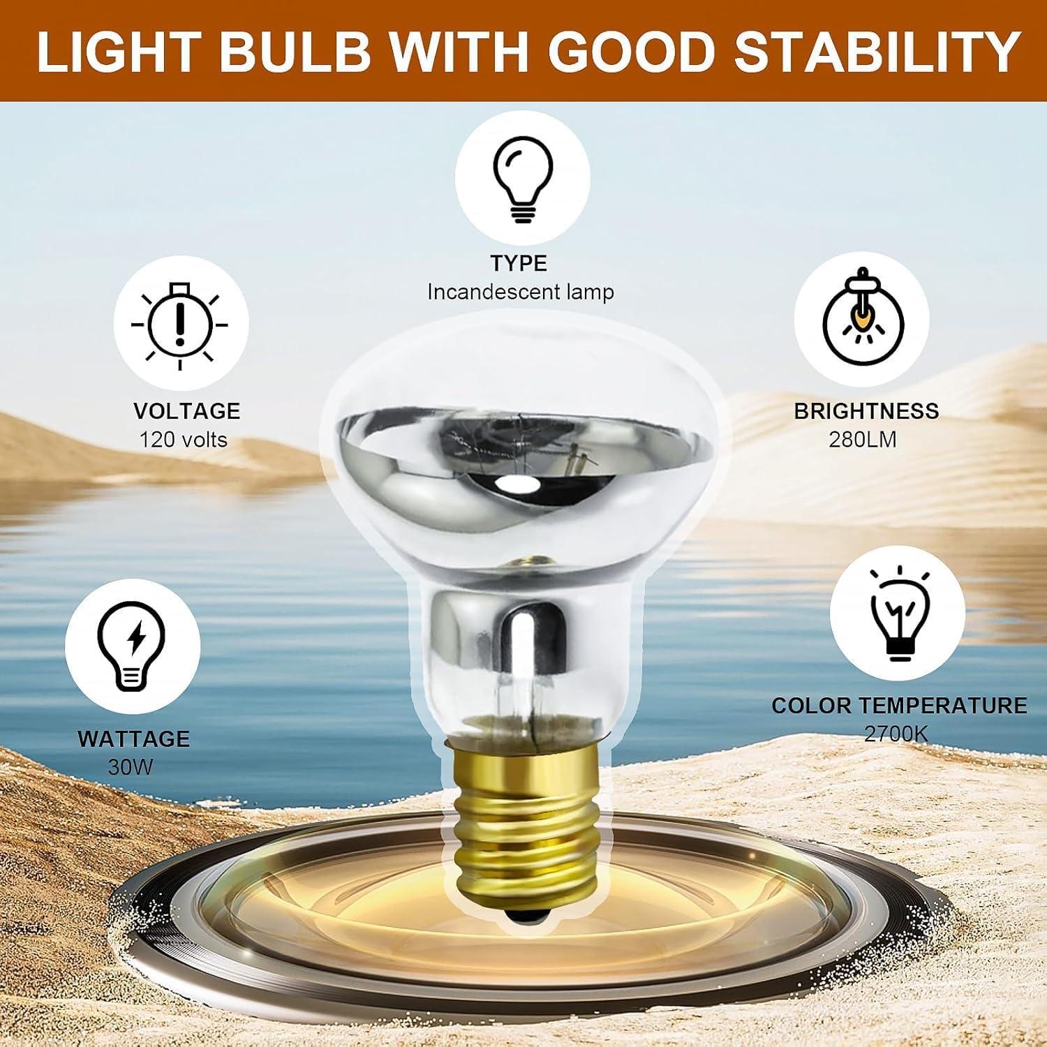 Bombilla de Lámpara de Lava R39 30W E17 2 Pack Blanca Cálida