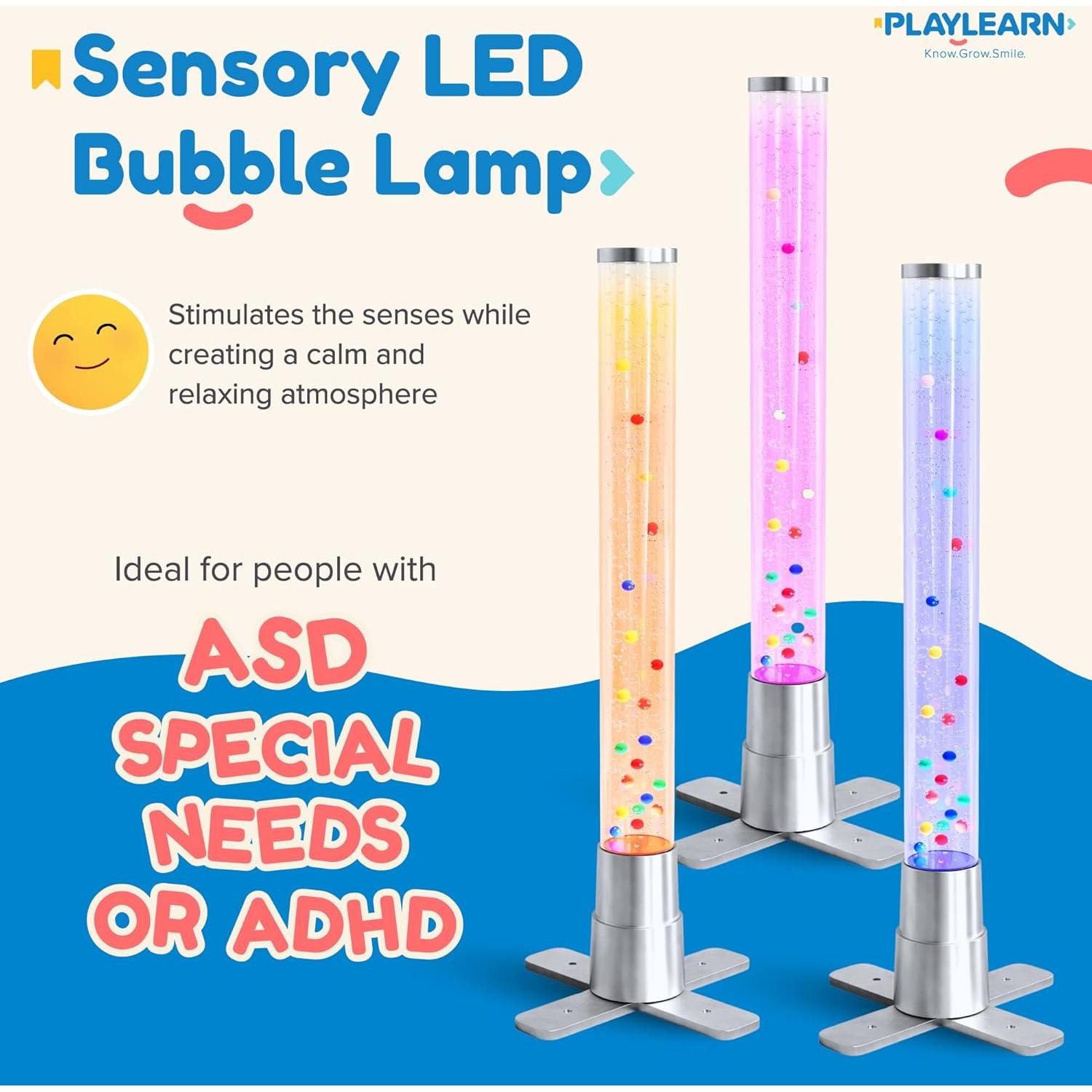 Lámpara de Burbuja Sensorial Playlearn 60 cm - 7 Colores LED