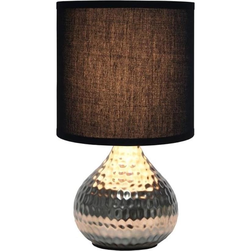 Lámpara de Mesa Simple Designs LT2073-SVB Plateada con Pantalla Negra