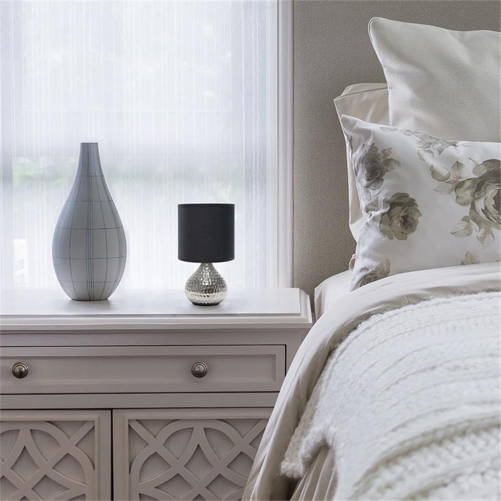 Lámpara de Mesa Simple Designs LT2073-SVB Plateada con Pantalla Negra