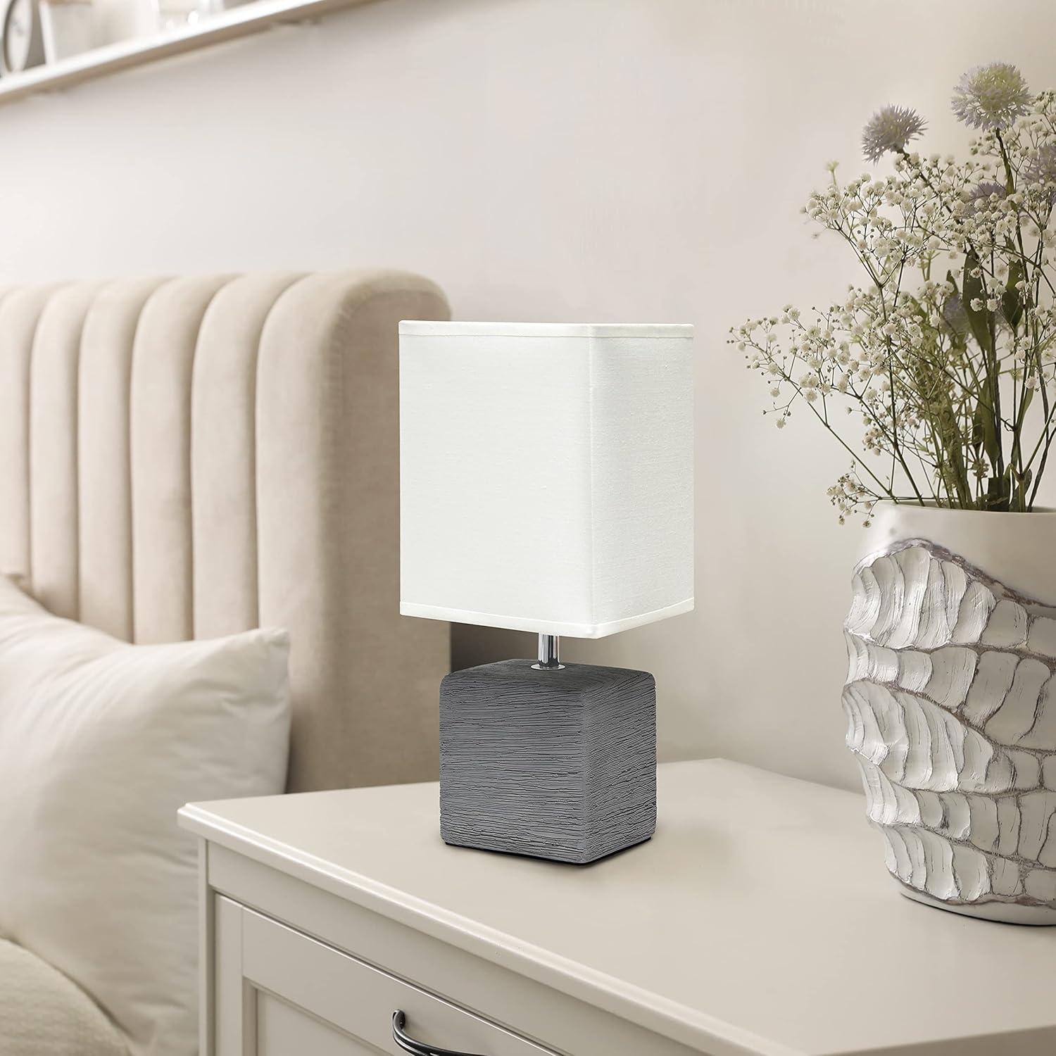 Lámpara de mesa Simple Designs LT2072-GRY gris con pantalla blanca