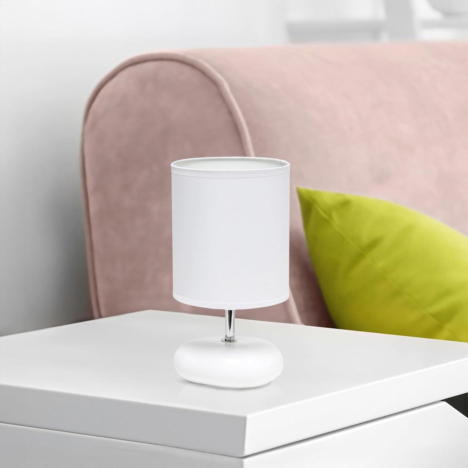 Lámpara de Mesa de Piedra Blanca Simple Designs LT1153-WHT