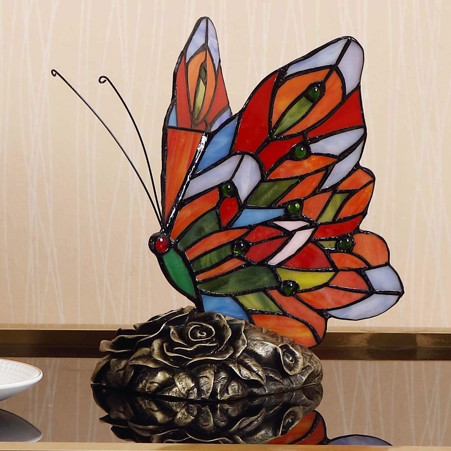 Lámpara de Mesa Tiffany Bieye L10043 Vidrio Templado Multicolor