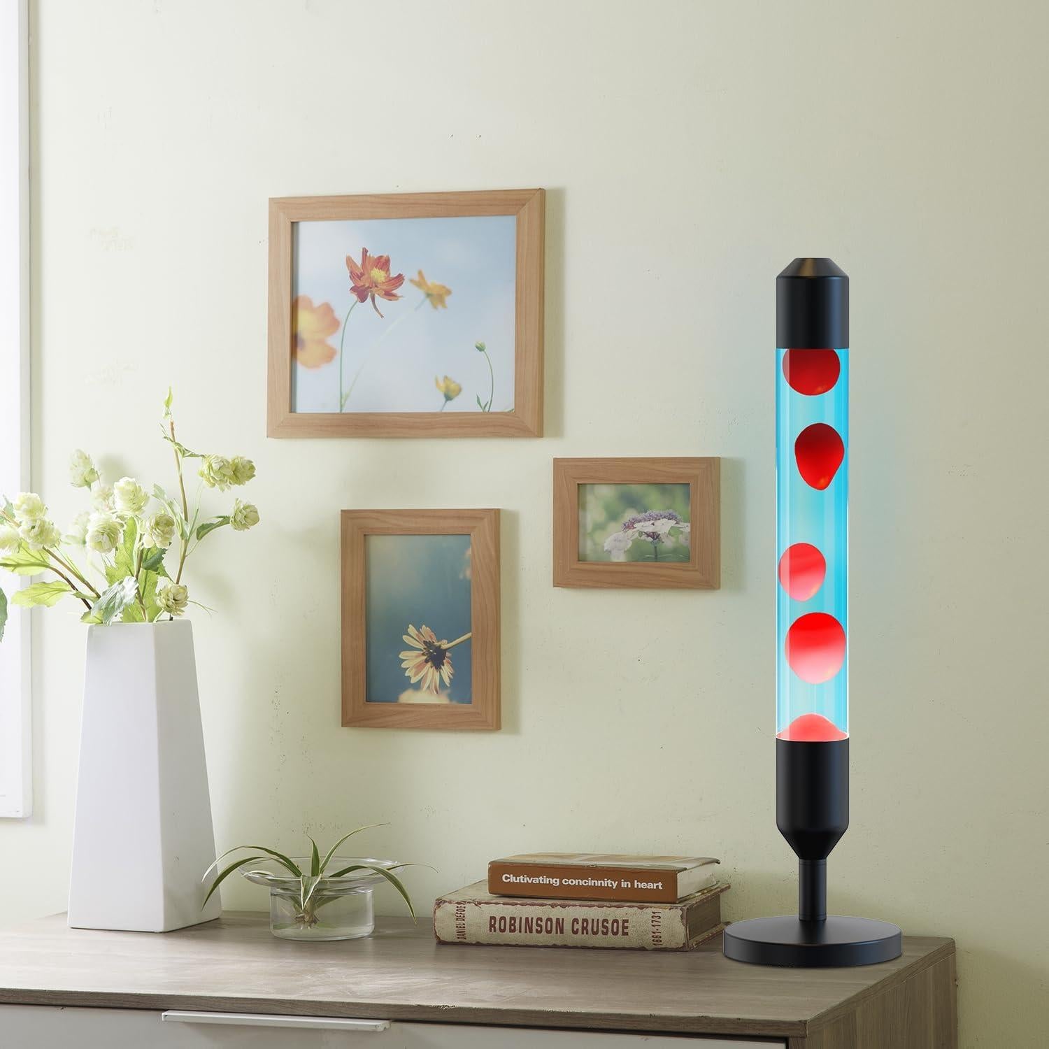 Lámpara de Movimiento Líquido Kyzfy 61.9 cm Cera Roja Agua Azul/Negro