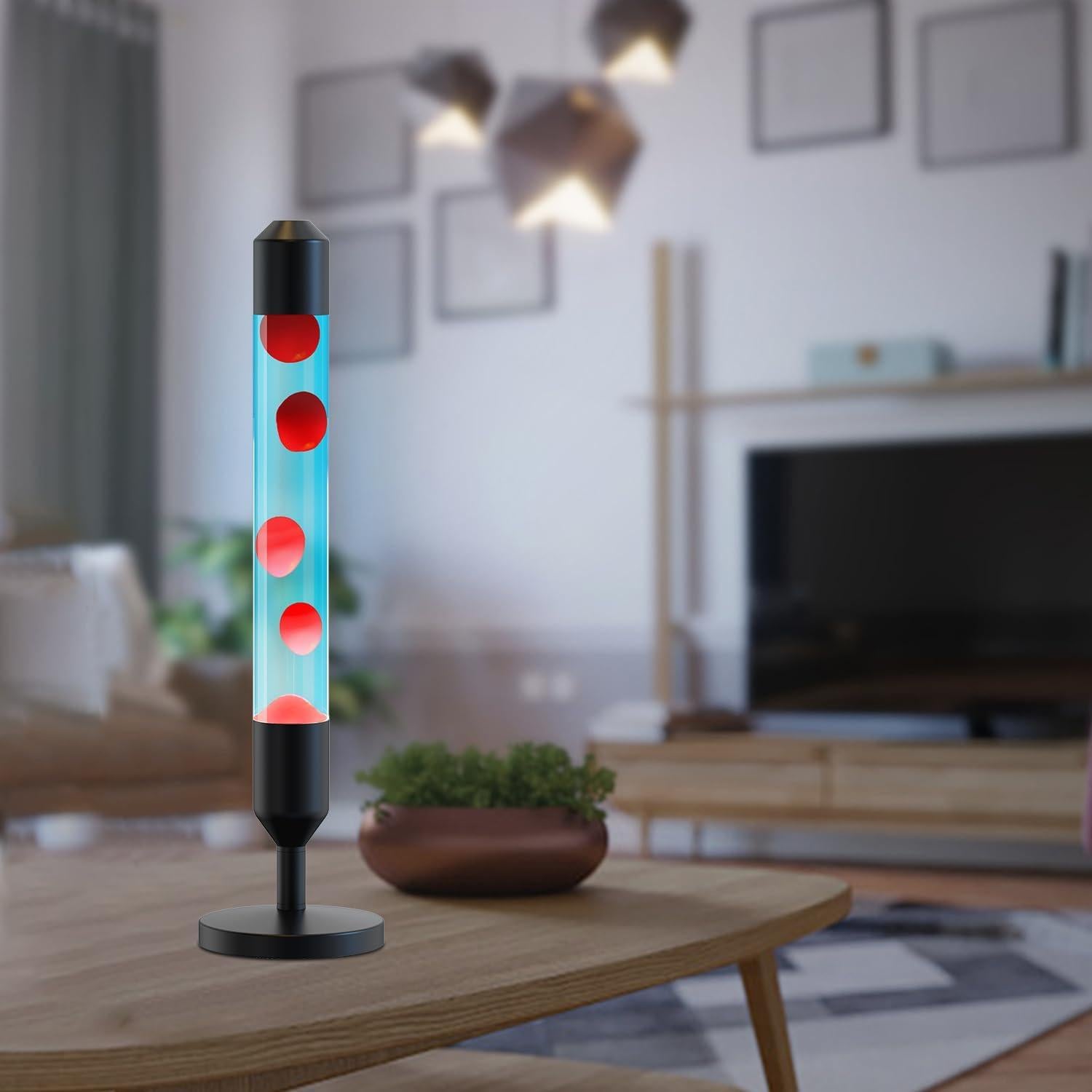 Lámpara de Movimiento Líquido Kyzfy 61.9 cm Cera Roja Agua Azul/Negro