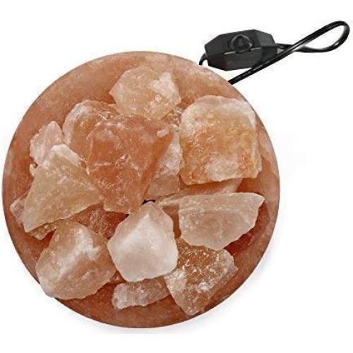 Lámpara de Sal del Himalaya Spantik en Tazón con Cristales