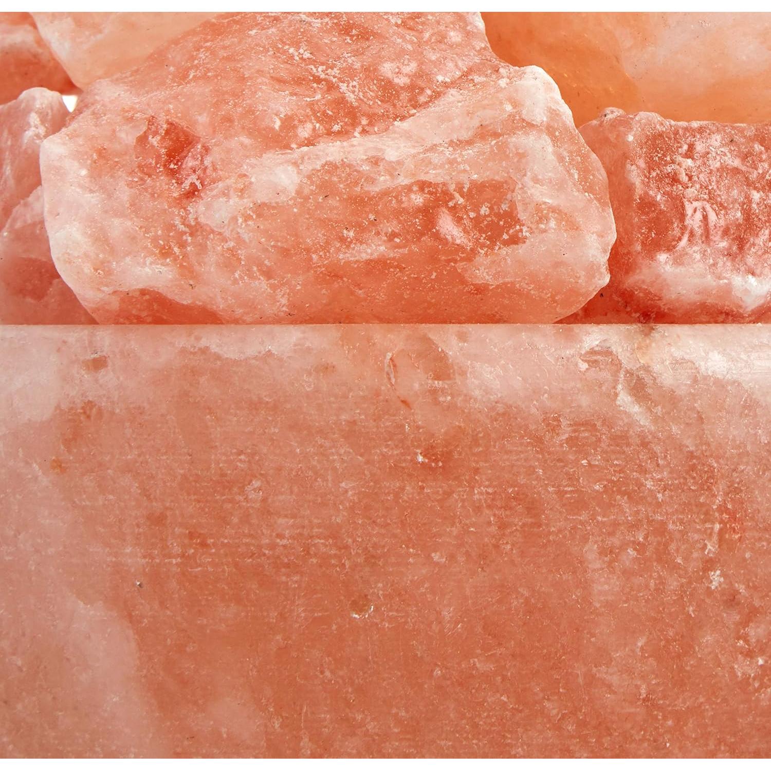 Lámpara de Sal del Himalaya Spantik en Tazón con Cristales