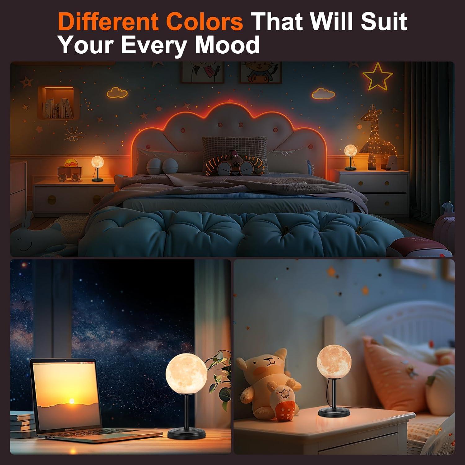 Lámpara de Luna 3D LED JIMIMORO Regulable 25 Modos 16 cm