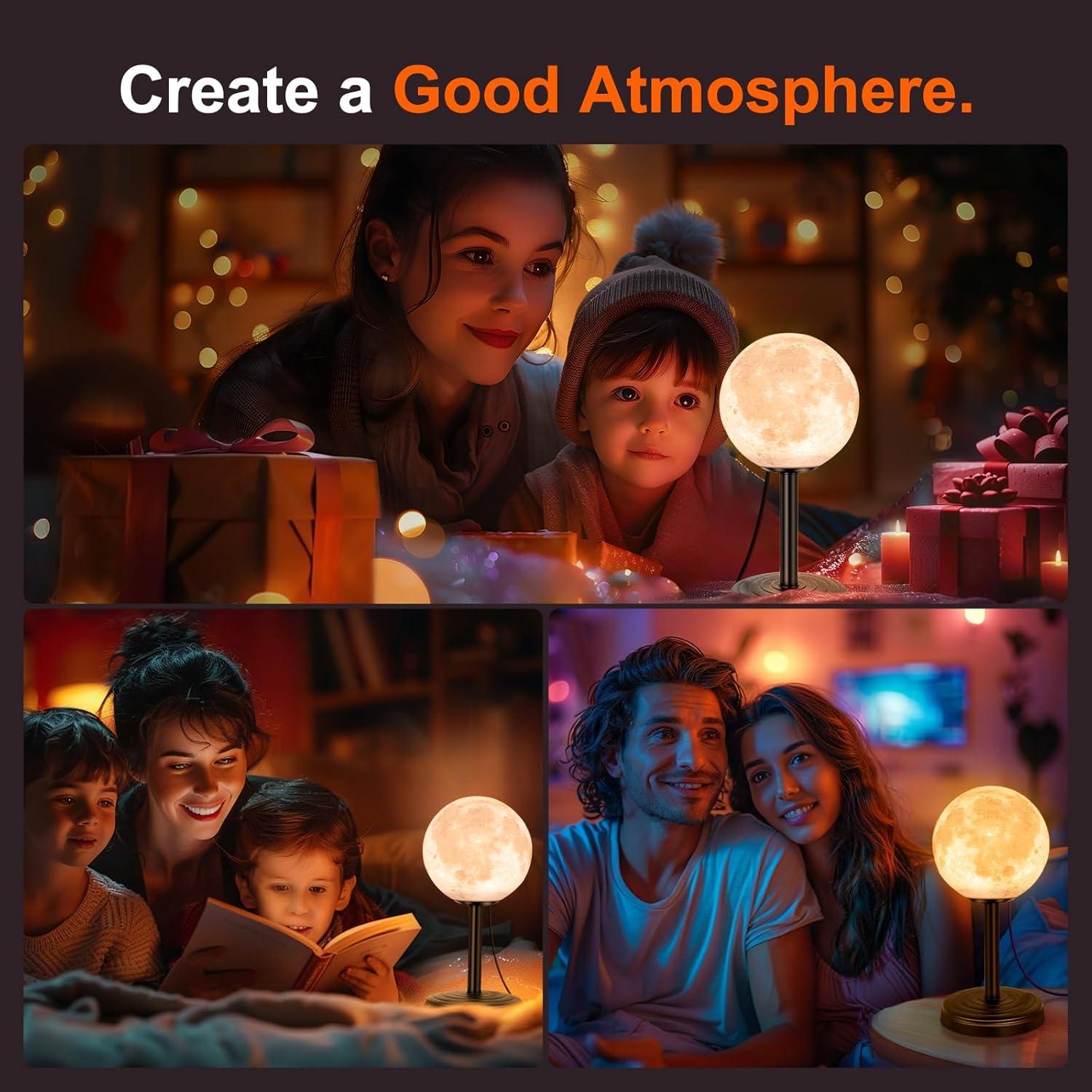 Lámpara de Luna 3D LED JIMIMORO Regulable 25 Modos 16 cm