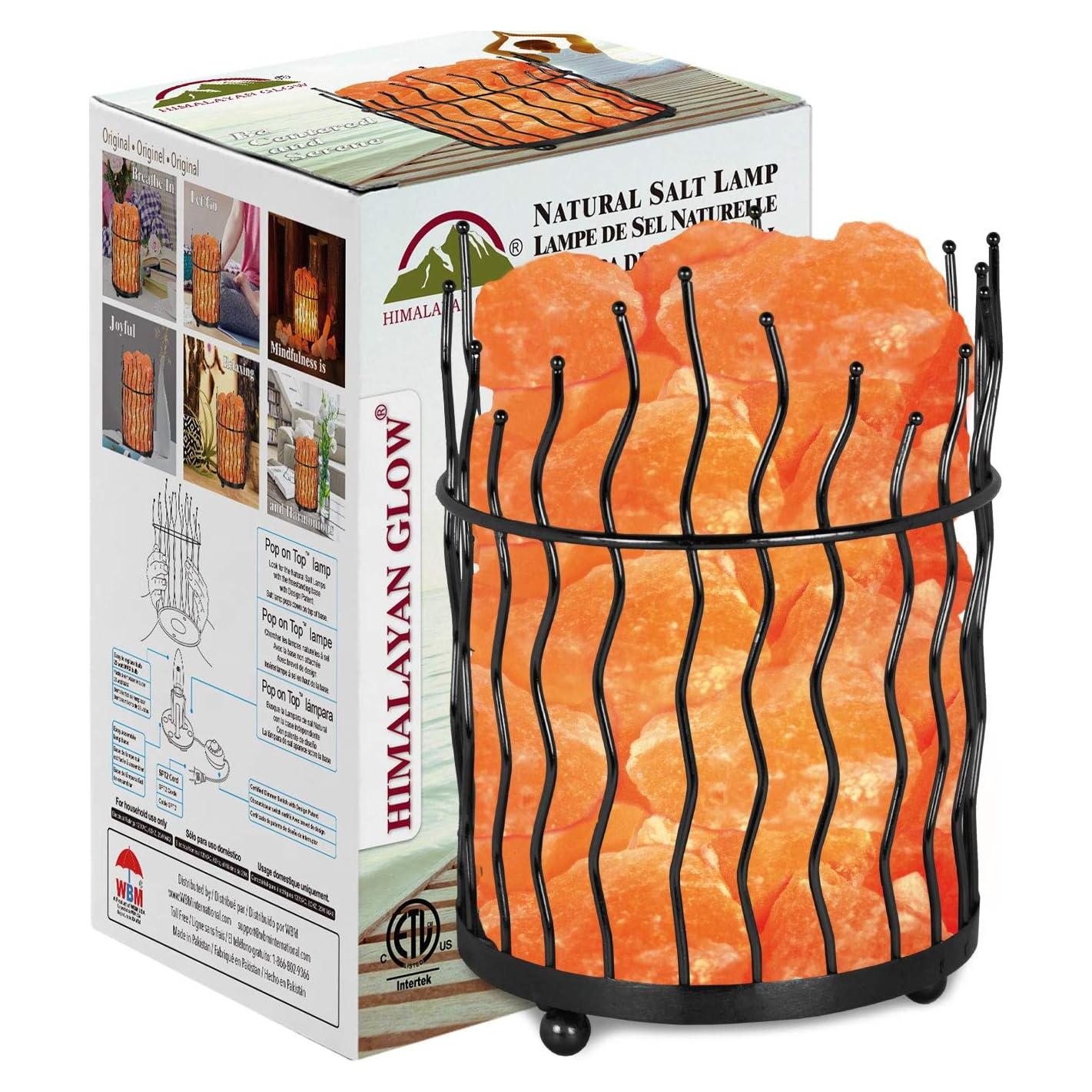 Lámpara de Sal Himalaya 20.32 cm con Cesta Metalica - Brillo Ámbar