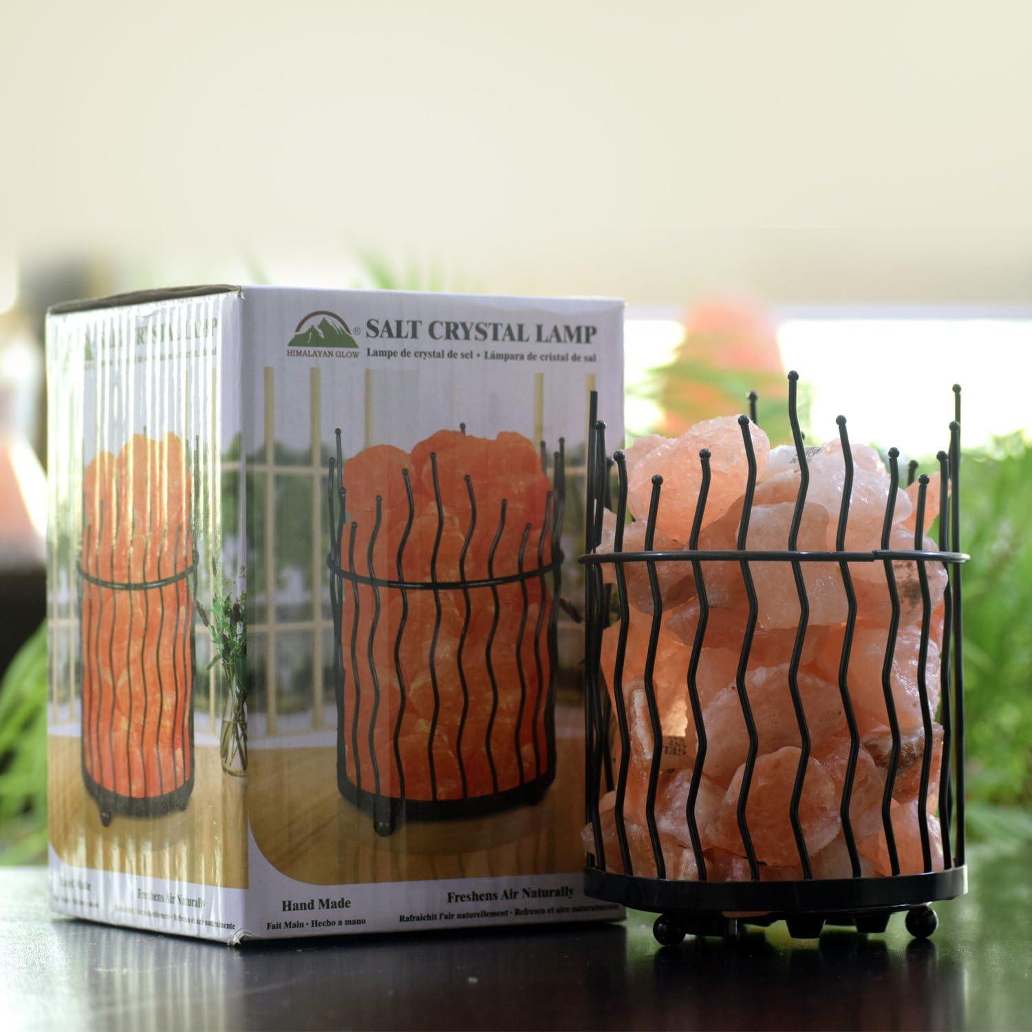 Lámpara de Sal Himalaya 20.32 cm con Cesta Metalica - Brillo Ámbar