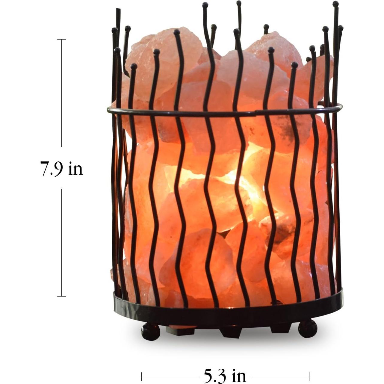 Lámpara de Sal Himalaya 20.32 cm con Cesta Metalica - Brillo Ámbar