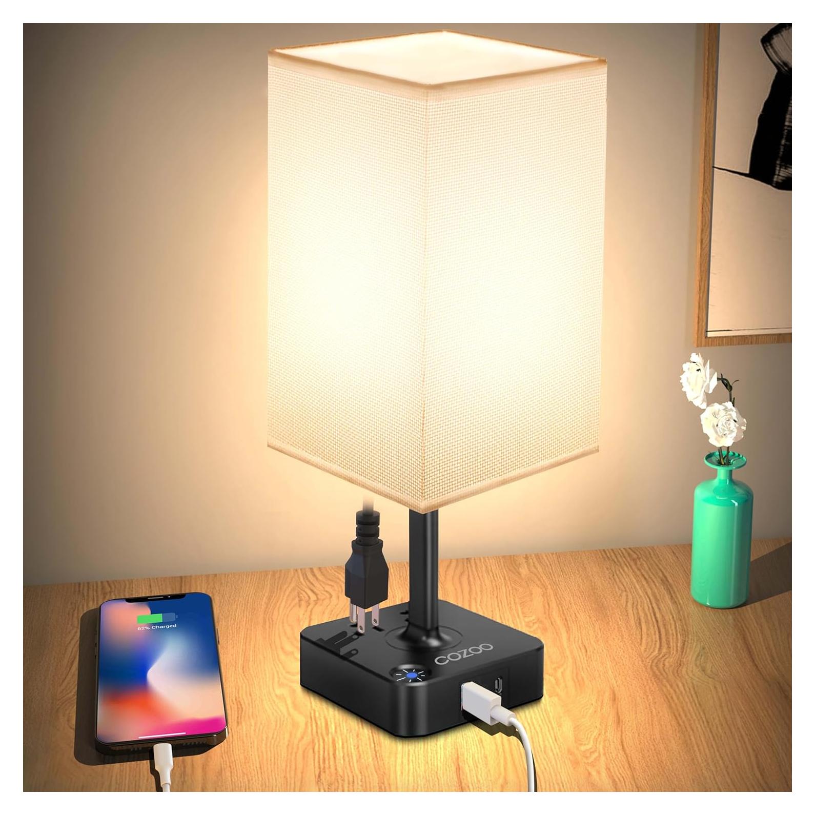 Lámpara de Mesa Regulable COZOO con 2 Puertos USB y Táctil