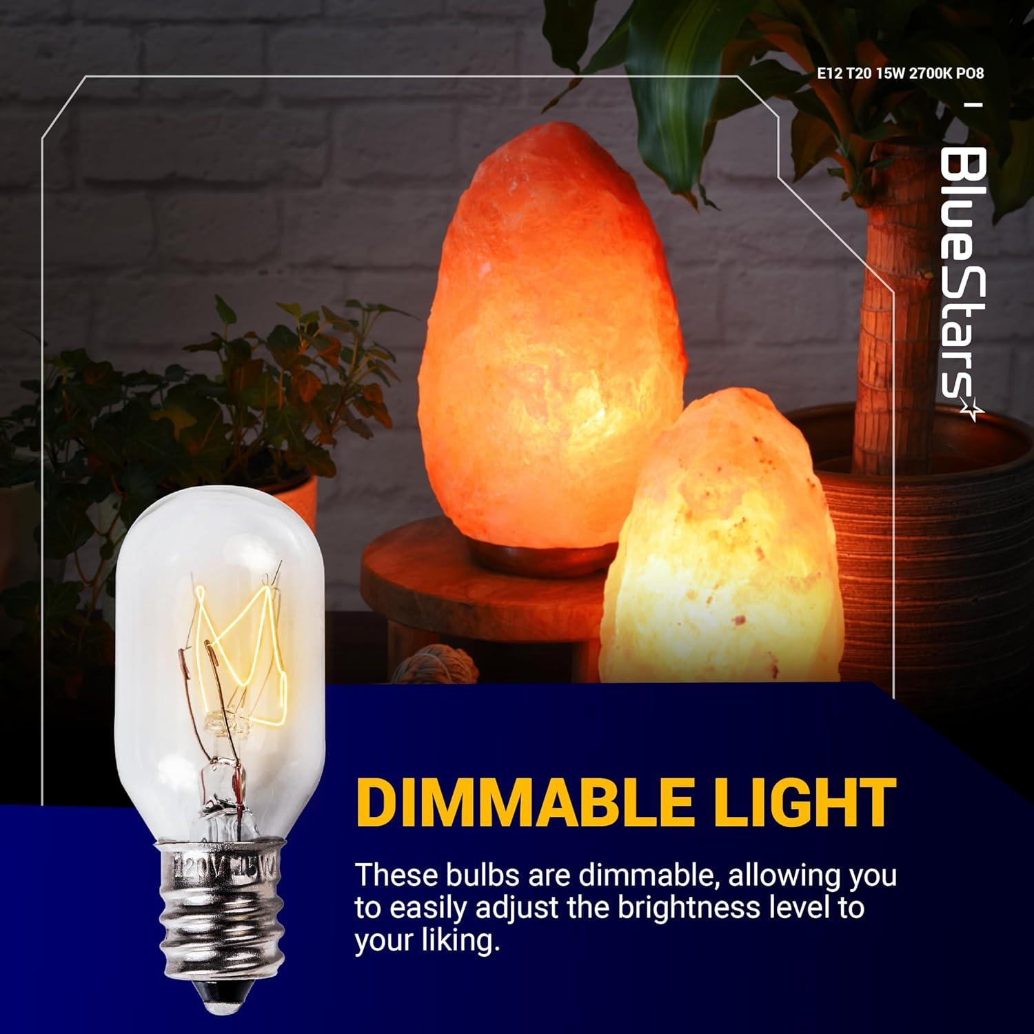 Bombilla E12 T20 15W 2700K BlueStars - Paquete de 8