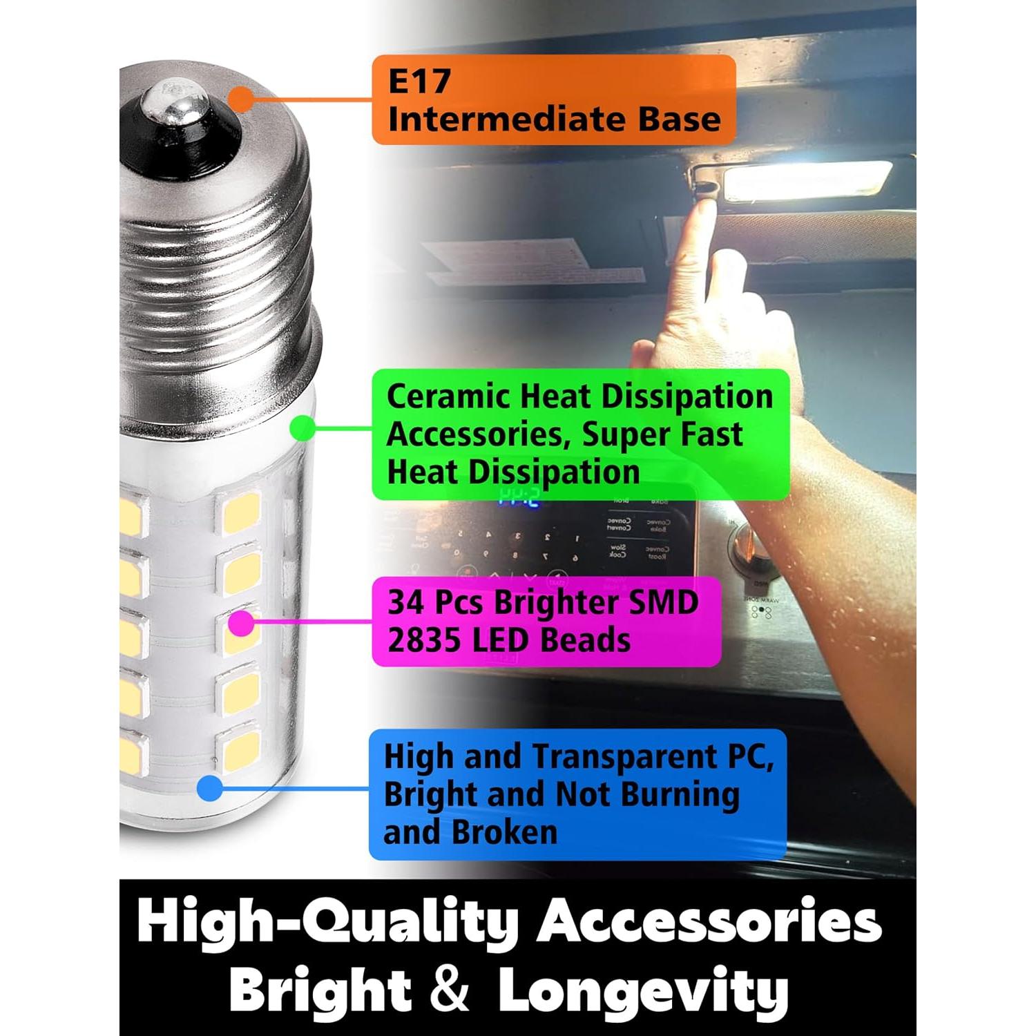 Bombilla LED E17 4W 450LM 6000K para Microondas - 4 Pack