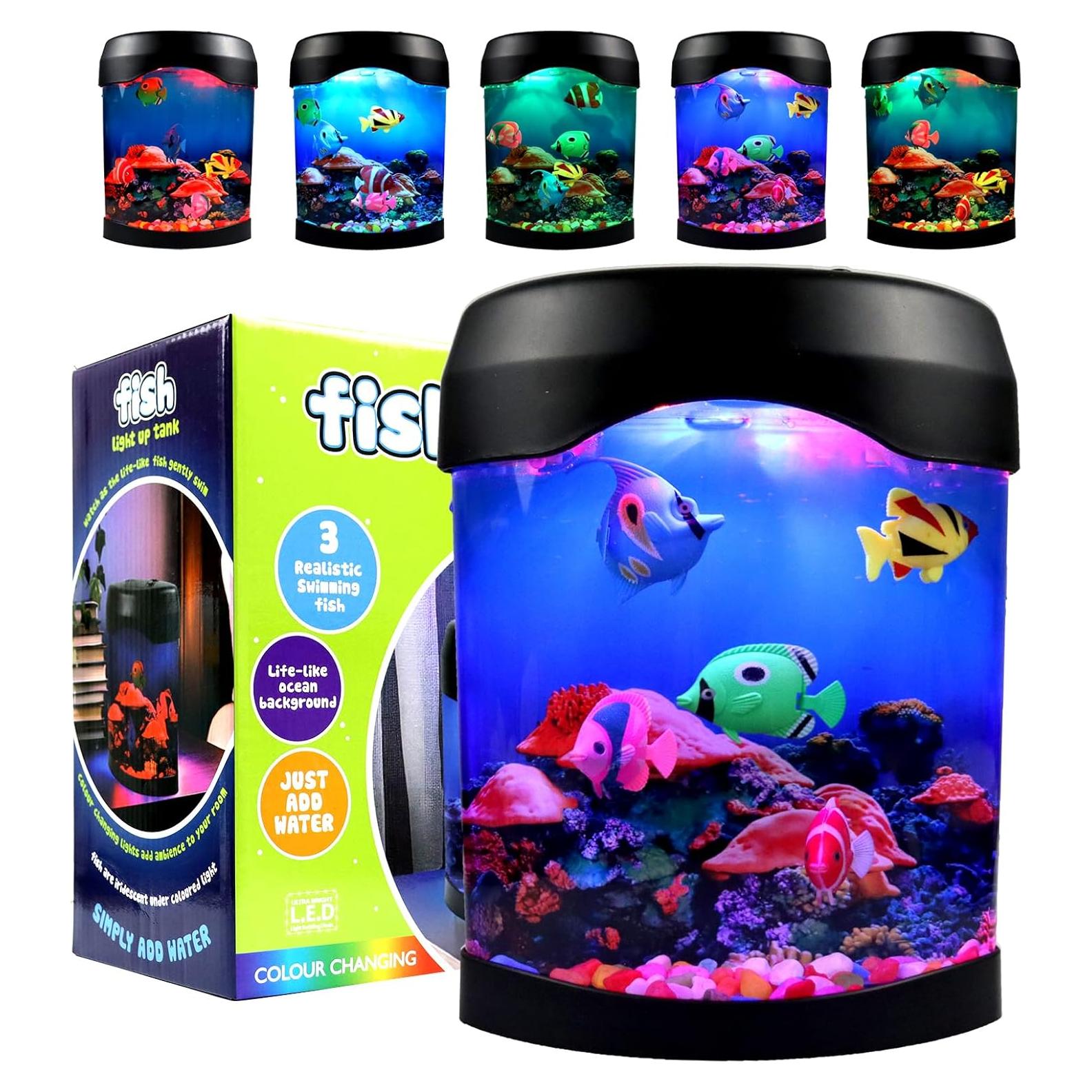 Lámpara Acuario LED Toycol con 5 Peces Falsos y 7 Colores